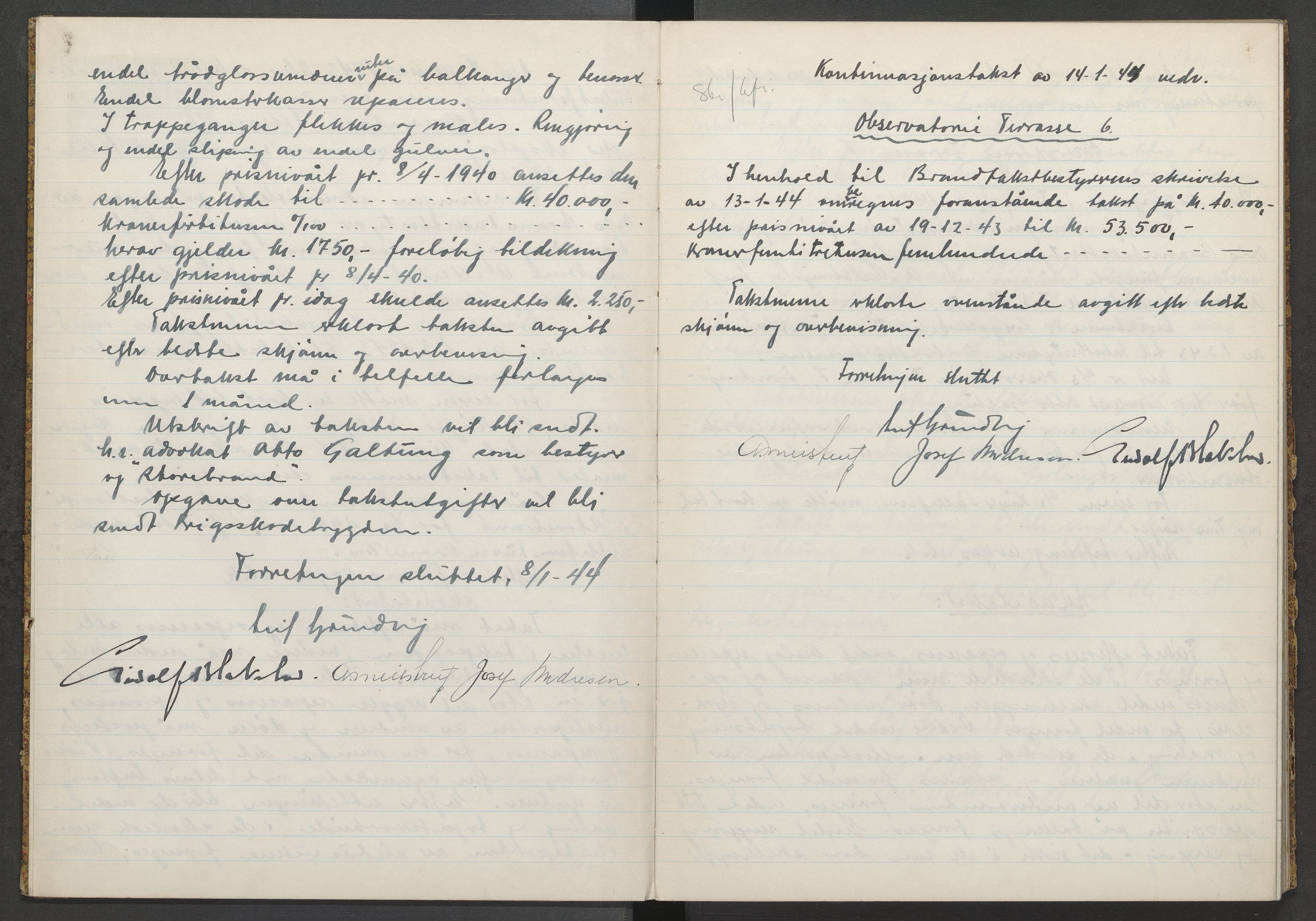 Norges brannkasse, branntakster Oslo, AV/SAO-A-11402/F/Fd/L0010: Krigsskadetakstprotokoll - nr. 10 b, 1944