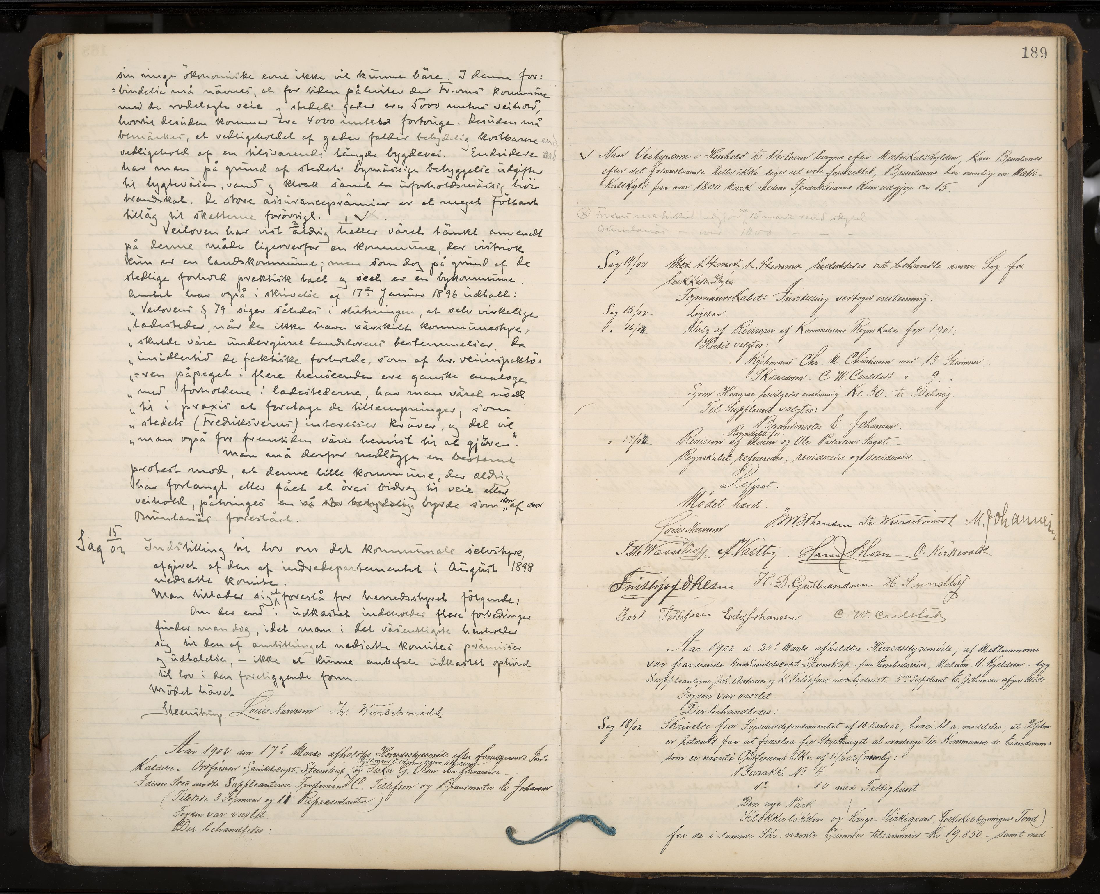 Stavern formannskap og sentraladministrasjon, IKAK/0708021/A/Aa/L0004: Møtebok med register, 1891-1905, s. 189