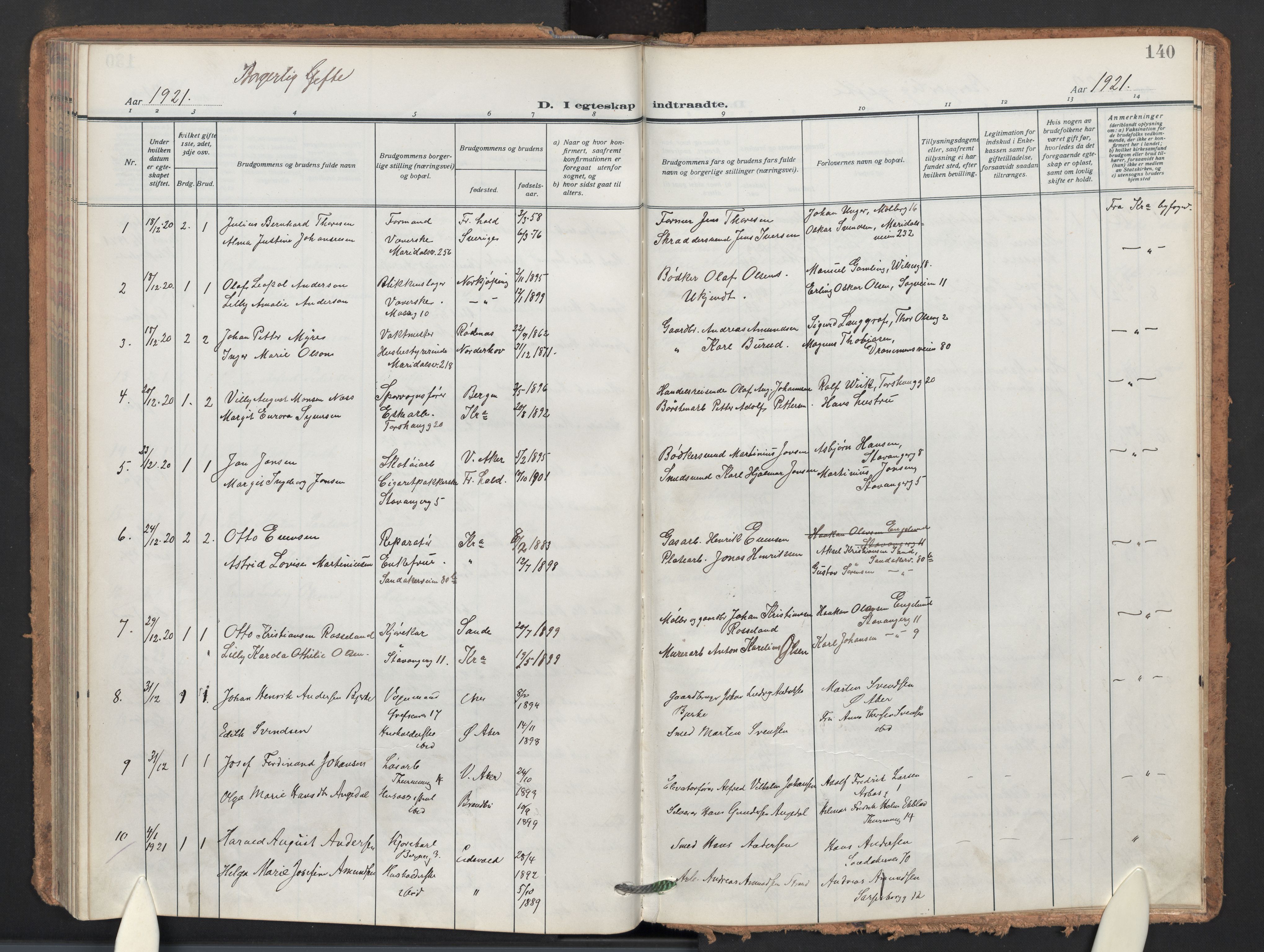 Sagene prestekontor Kirkebøker, AV/SAO-A-10796/F/L0013: Ministerialbok nr. 13, 1920-1929, s. 140