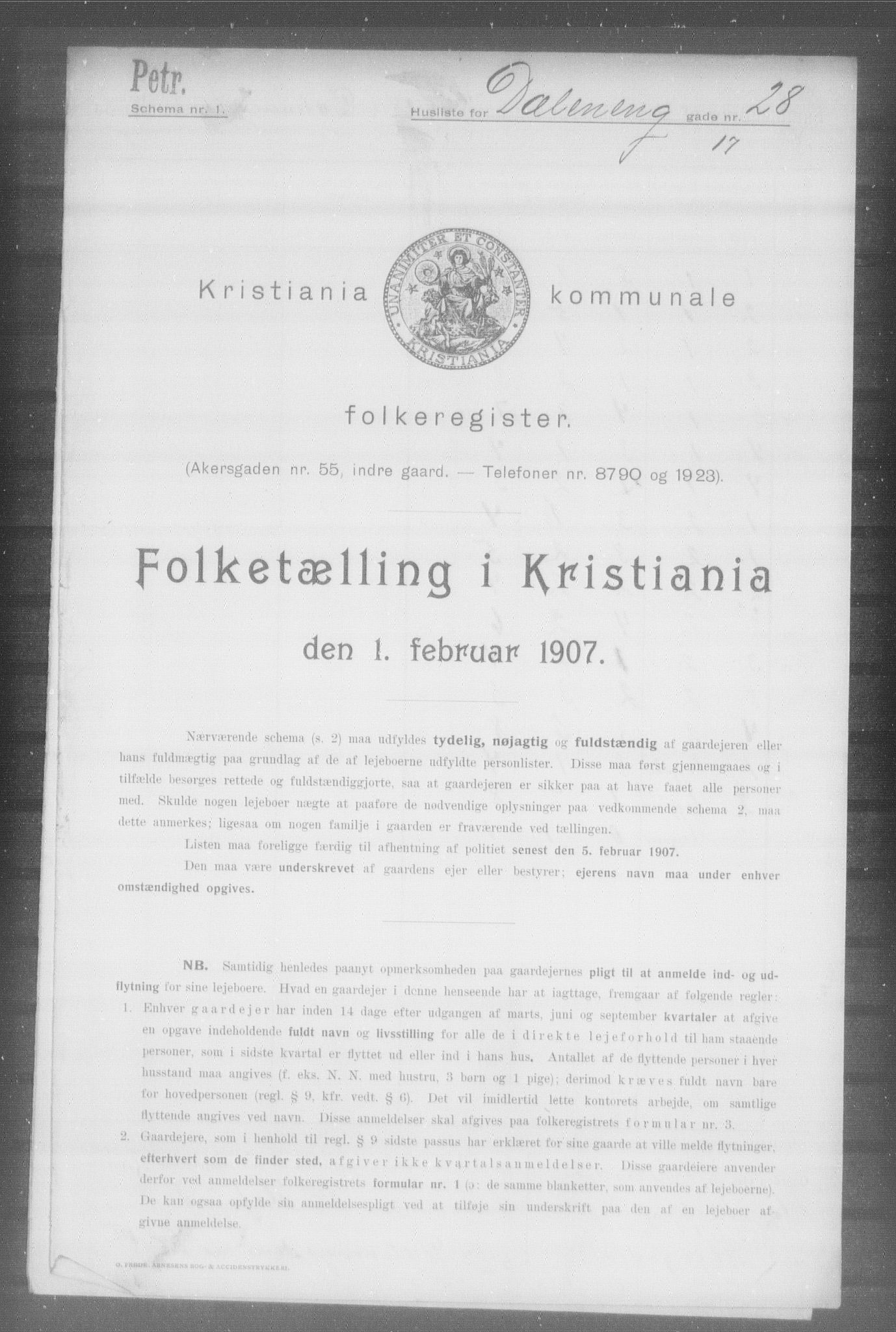 OBA, Kommunal folketelling 1.2.1907 for Kristiania kjøpstad, 1907, s. 8947
