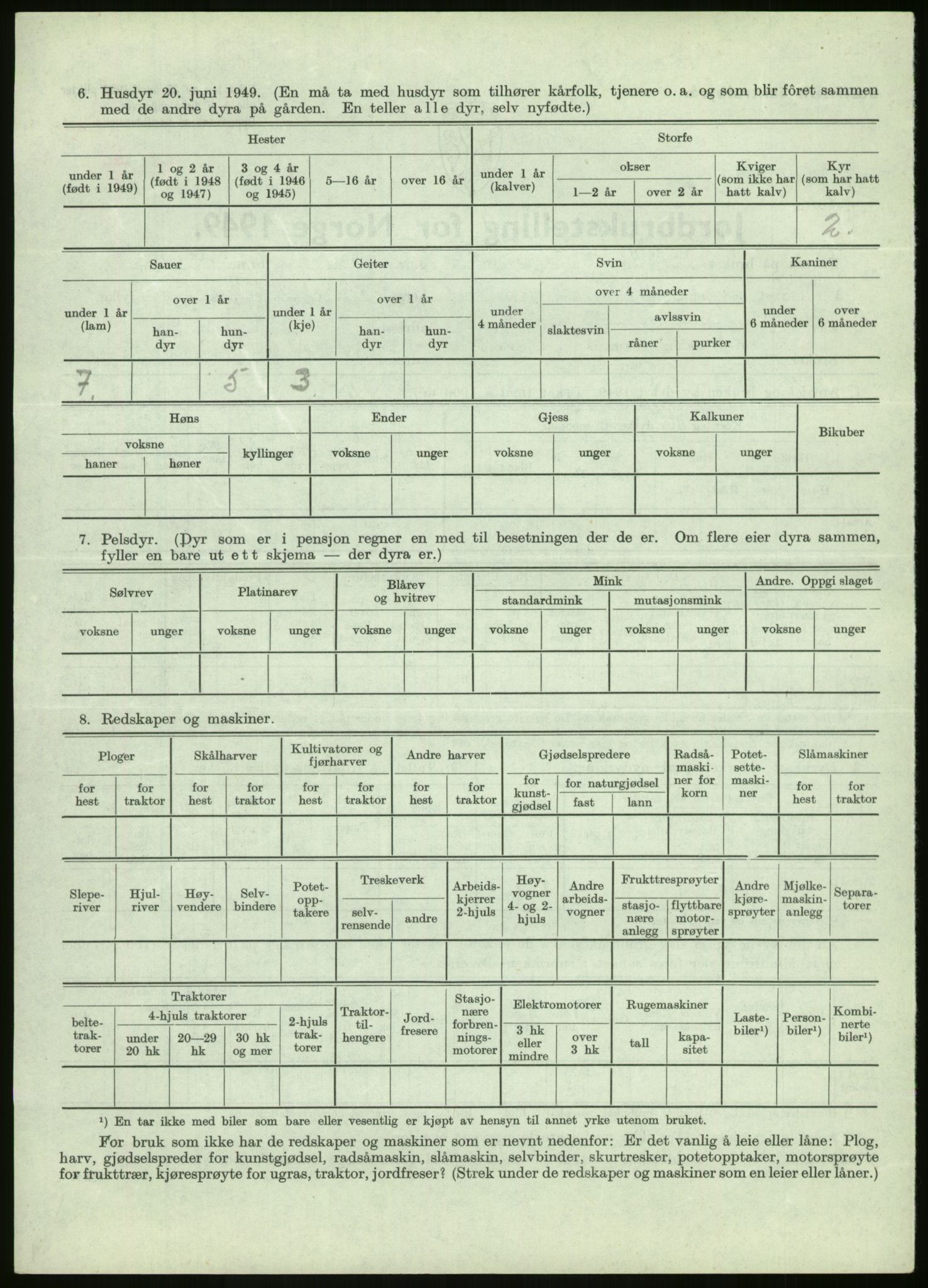 Statistisk sentralbyrå, Næringsøkonomiske emner, Jordbruk, skogbruk, jakt, fiske og fangst, AV/RA-S-2234/G/Gc/L0438: Troms: Salangen og Bardu, 1949, s. 150