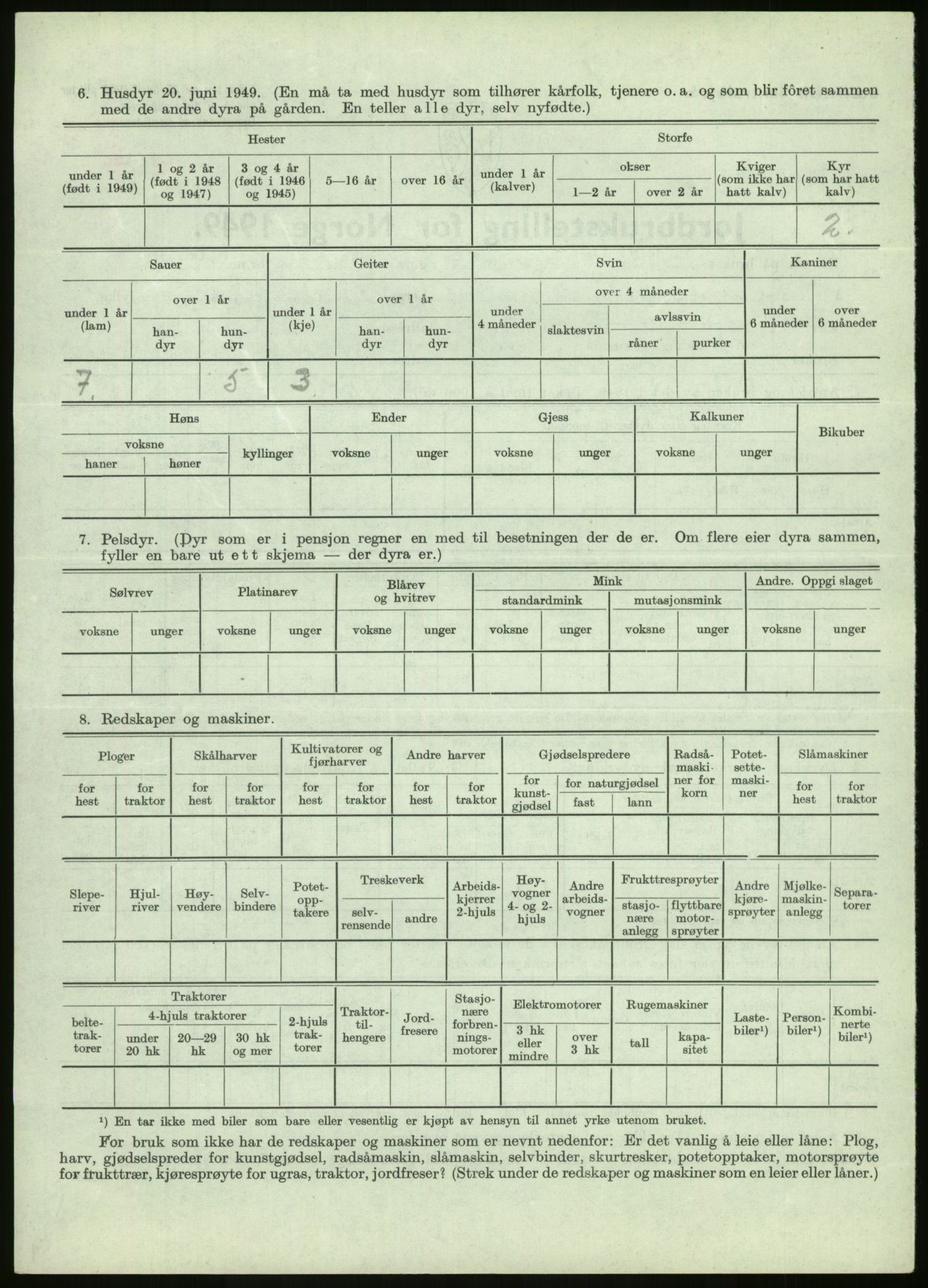 Statistisk sentralbyrå, Næringsøkonomiske emner, Jordbruk, skogbruk, jakt, fiske og fangst, AV/RA-S-2234/G/Gc/L0438: Troms: Salangen og Bardu, 1949, s. 150