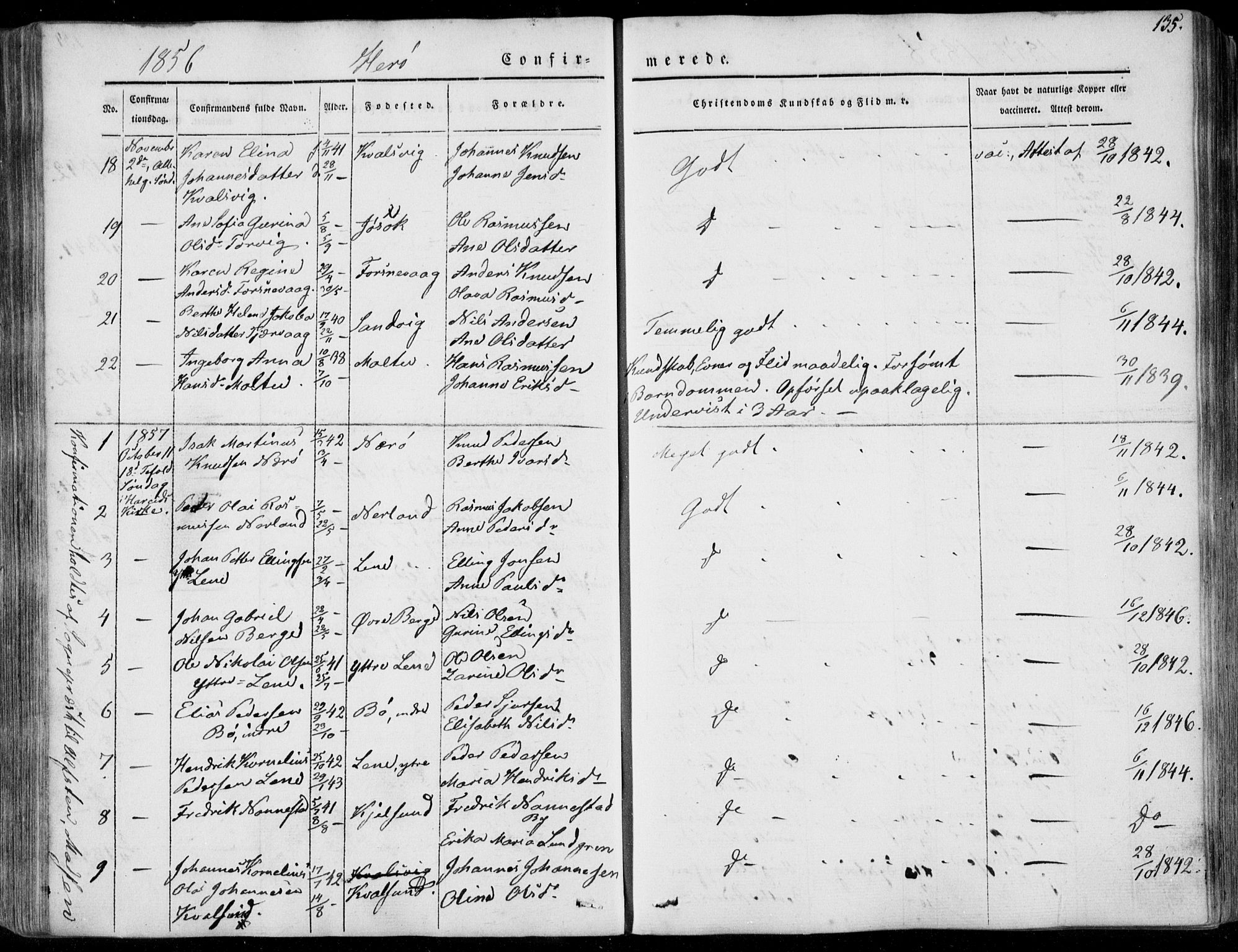 Ministerialprotokoller, klokkerbøker og fødselsregistre - Møre og Romsdal, AV/SAT-A-1454/507/L0070: Ministerialbok nr. 507A05, 1842-1873, s. 135