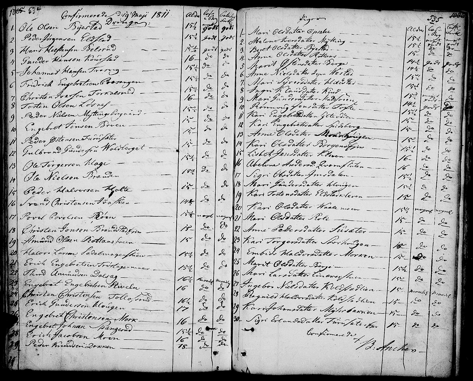Ringebu prestekontor, AV/SAH-PREST-082/H/Ha/Haa/L0003: Ministerialbok nr. 3, 1781-1820, s. 534-535