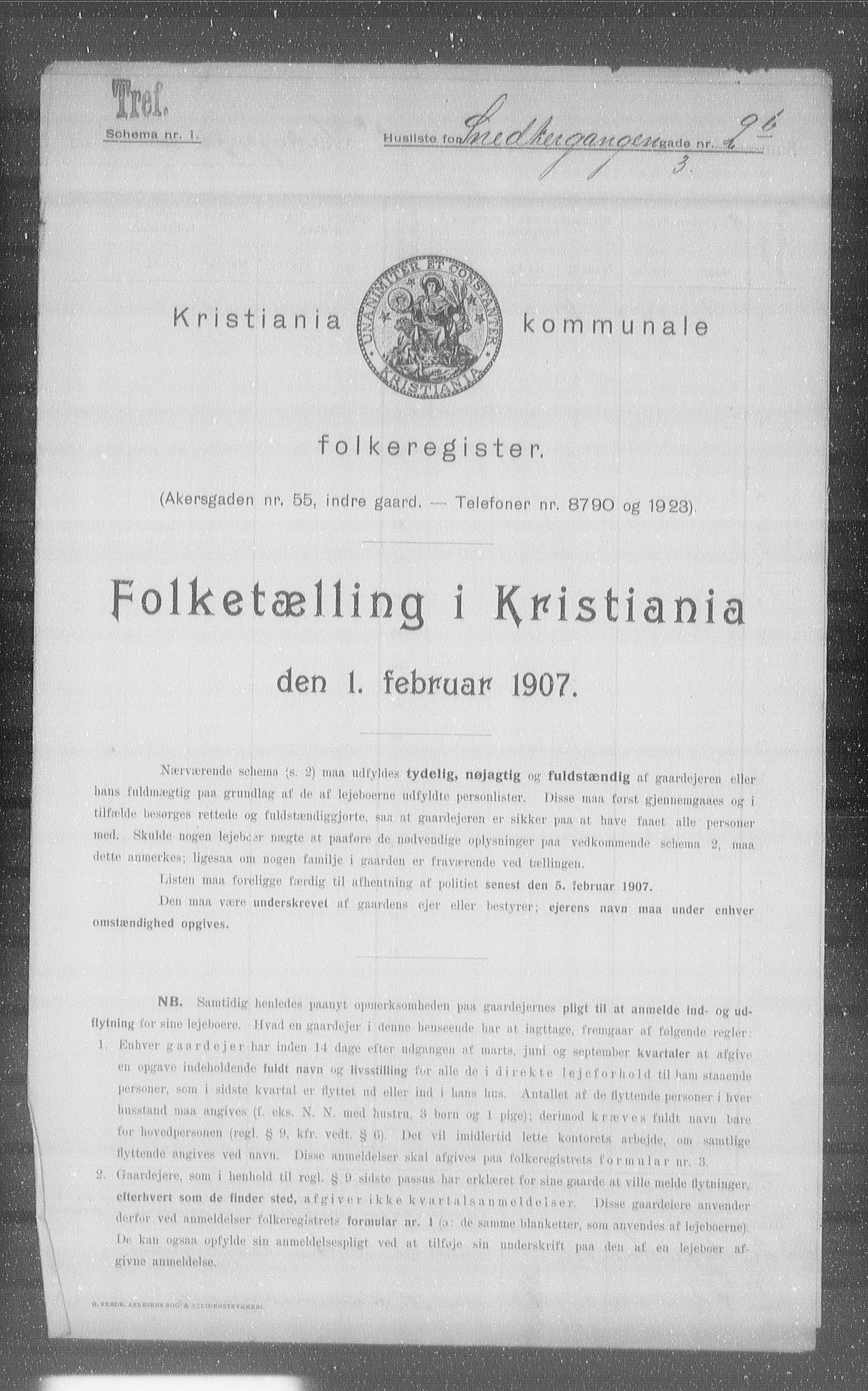 OBA, Kommunal folketelling 1.2.1907 for Kristiania kjøpstad, 1907, s. 49995