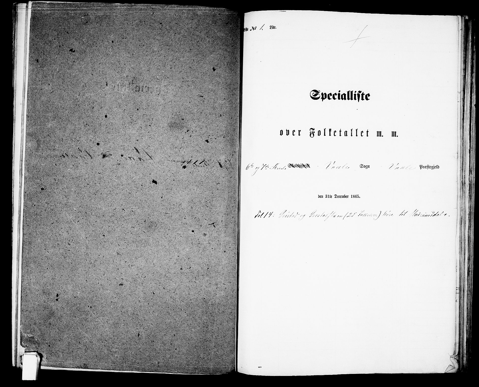RA, Folketelling 1865 for 0716P Våle prestegjeld, 1865, s. 12