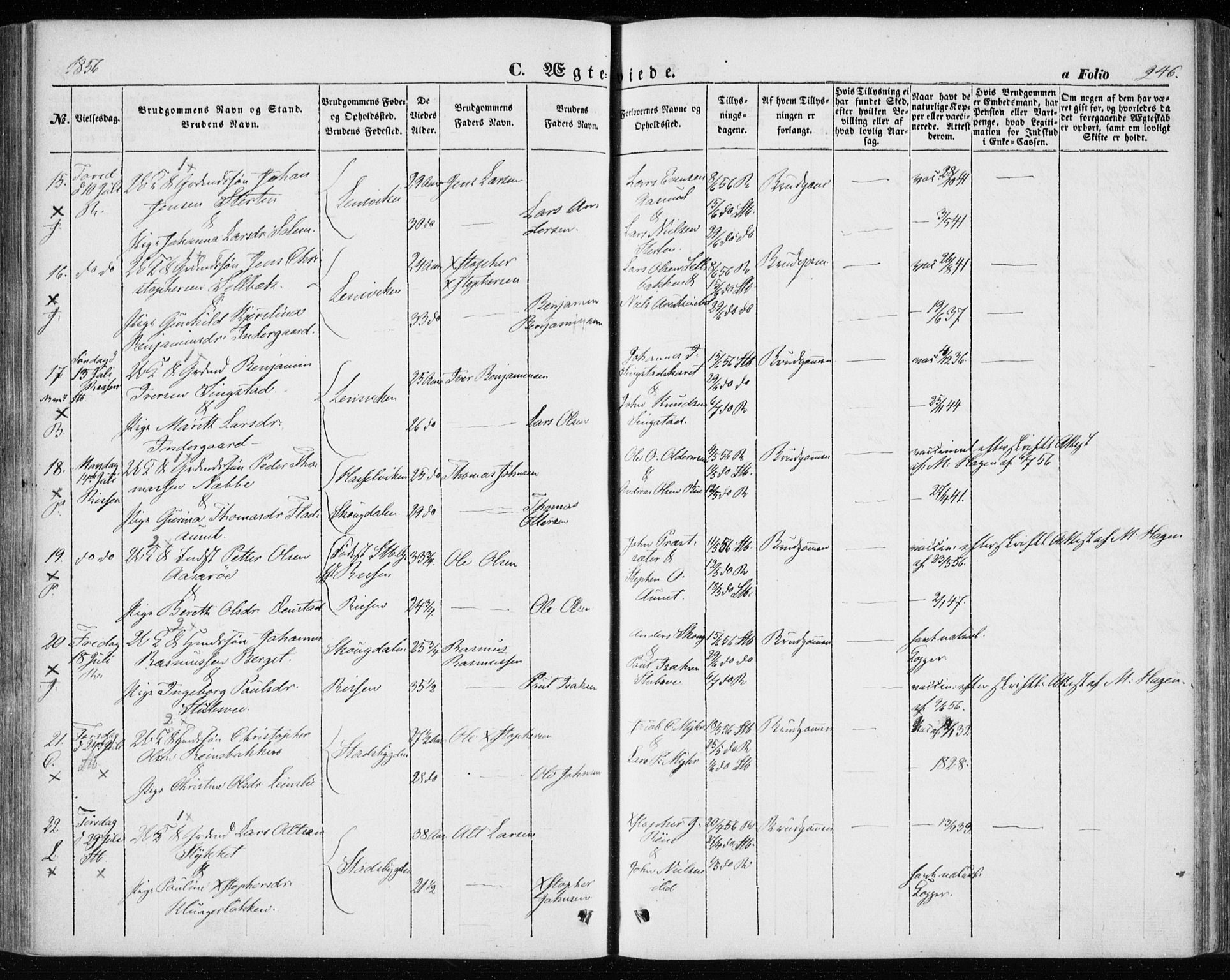 Ministerialprotokoller, klokkerbøker og fødselsregistre - Sør-Trøndelag, SAT/A-1456/646/L0611: Ministerialbok nr. 646A09, 1848-1857, s. 246