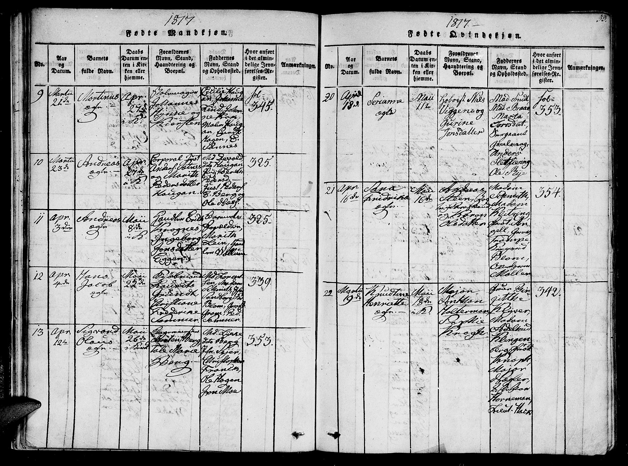 Ministerialprotokoller, klokkerbøker og fødselsregistre - Sør-Trøndelag, SAT/A-1456/602/L0107: Ministerialbok nr. 602A05, 1815-1821, s. 33