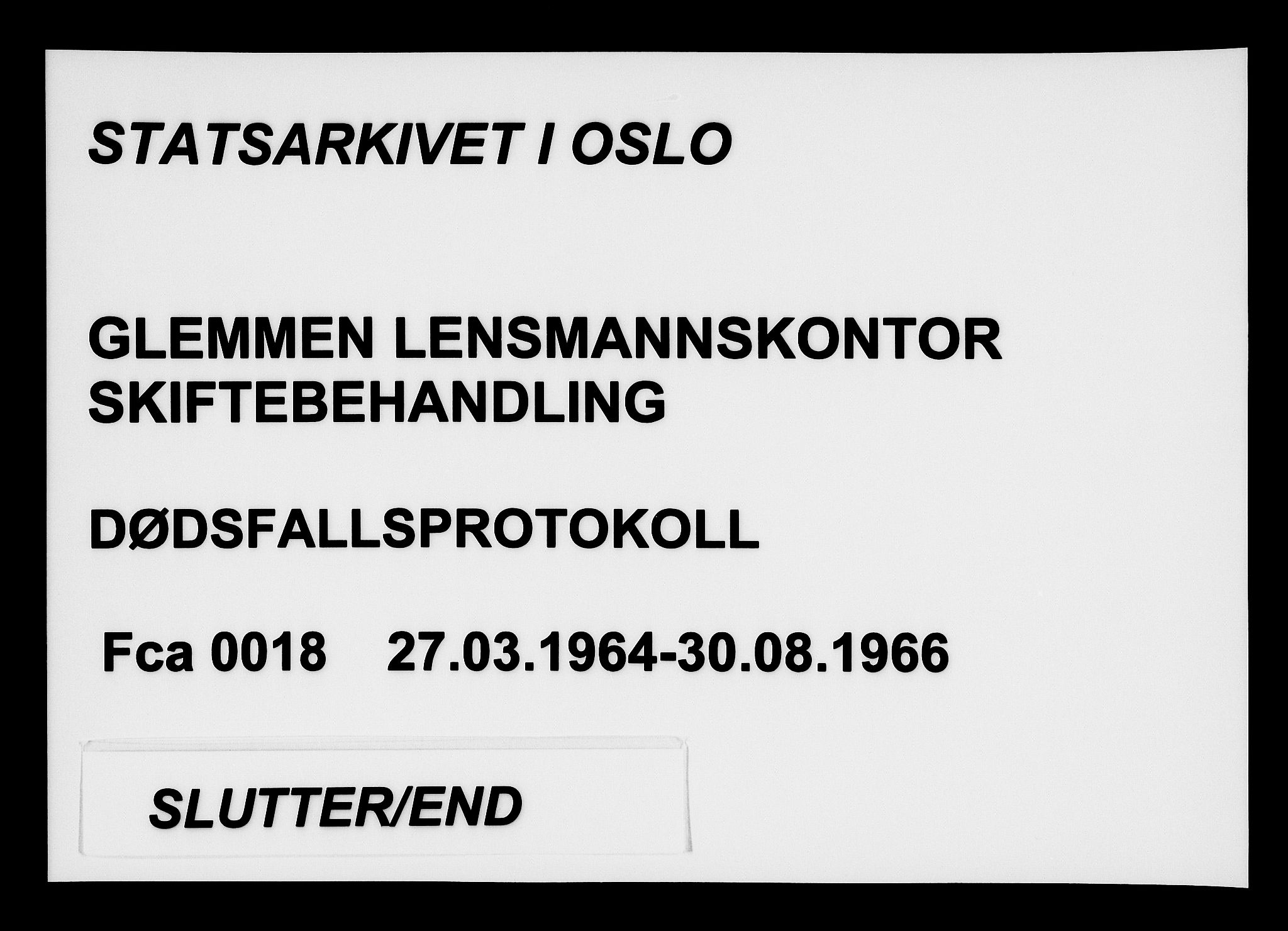 Glemmen lensmannskontor, SAO/A-10123/H/Ha/Haa/L0018: Dødsfallsprotokoll, 1964-1966