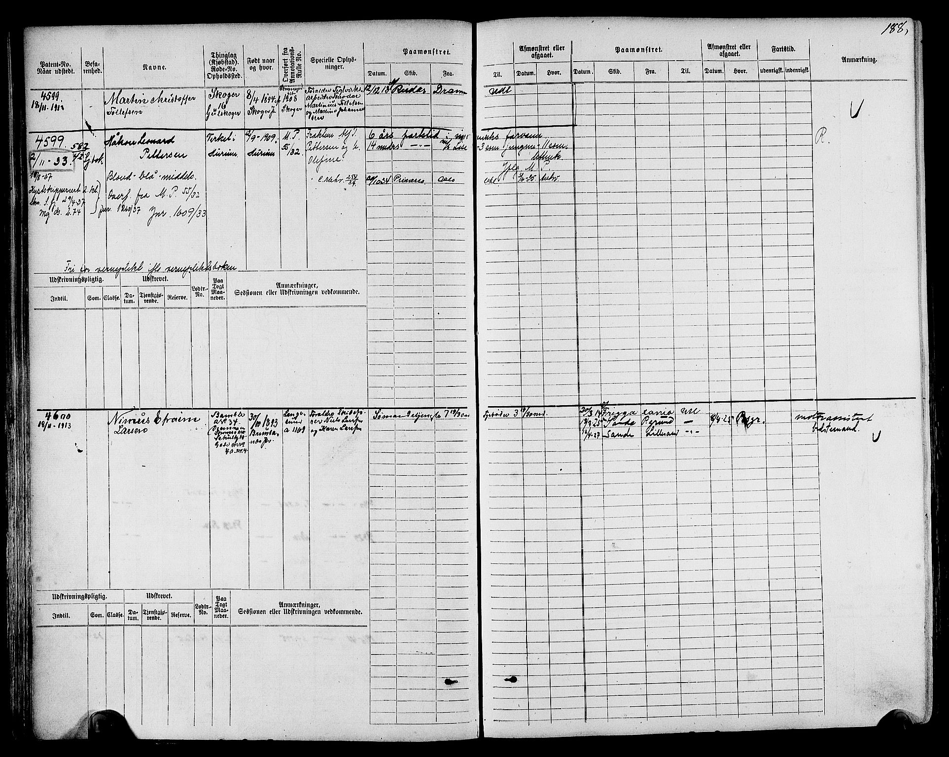 Drammen innrulleringsdistrikt, SAKO/A-781/F/Fc/L0006: Hovedrulle, 1913, s. 37