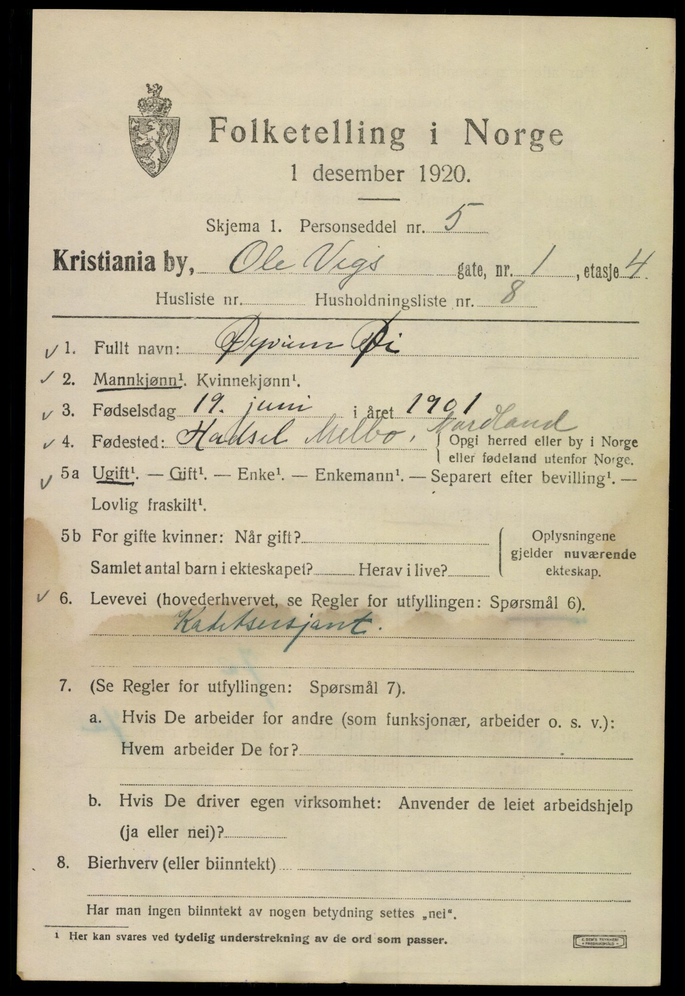 SAO, Folketelling 1920 for 0301 Kristiania kjøpstad, 1920, s. 432979