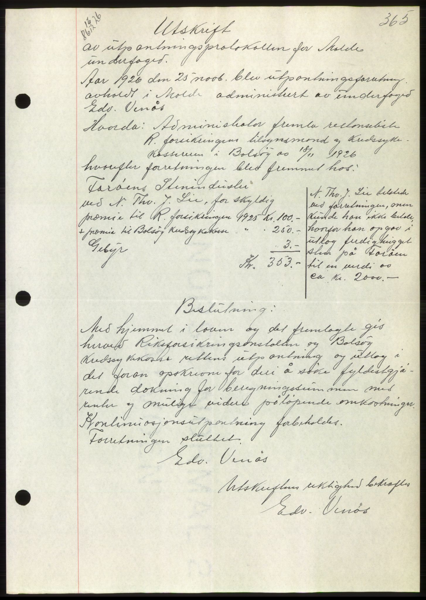 Romsdal sorenskriveri, AV/SAT-A-4149/1/2/2C/L0051: Pantebok nr. 45, 1926-1927, Tingl.dato: 16.12.1926