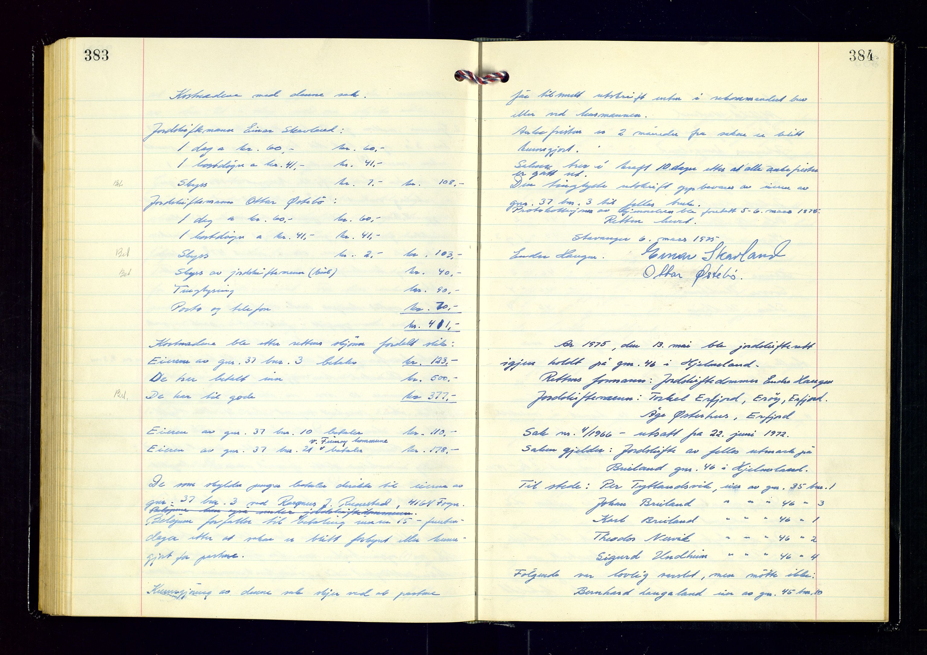 Nord-Rogaland jordskifterett, AV/SAST-A-102427/Oaa/L0016: Jordskifterettsbok nr. 37. Ryfylke, 1971-1975, s. 383-384