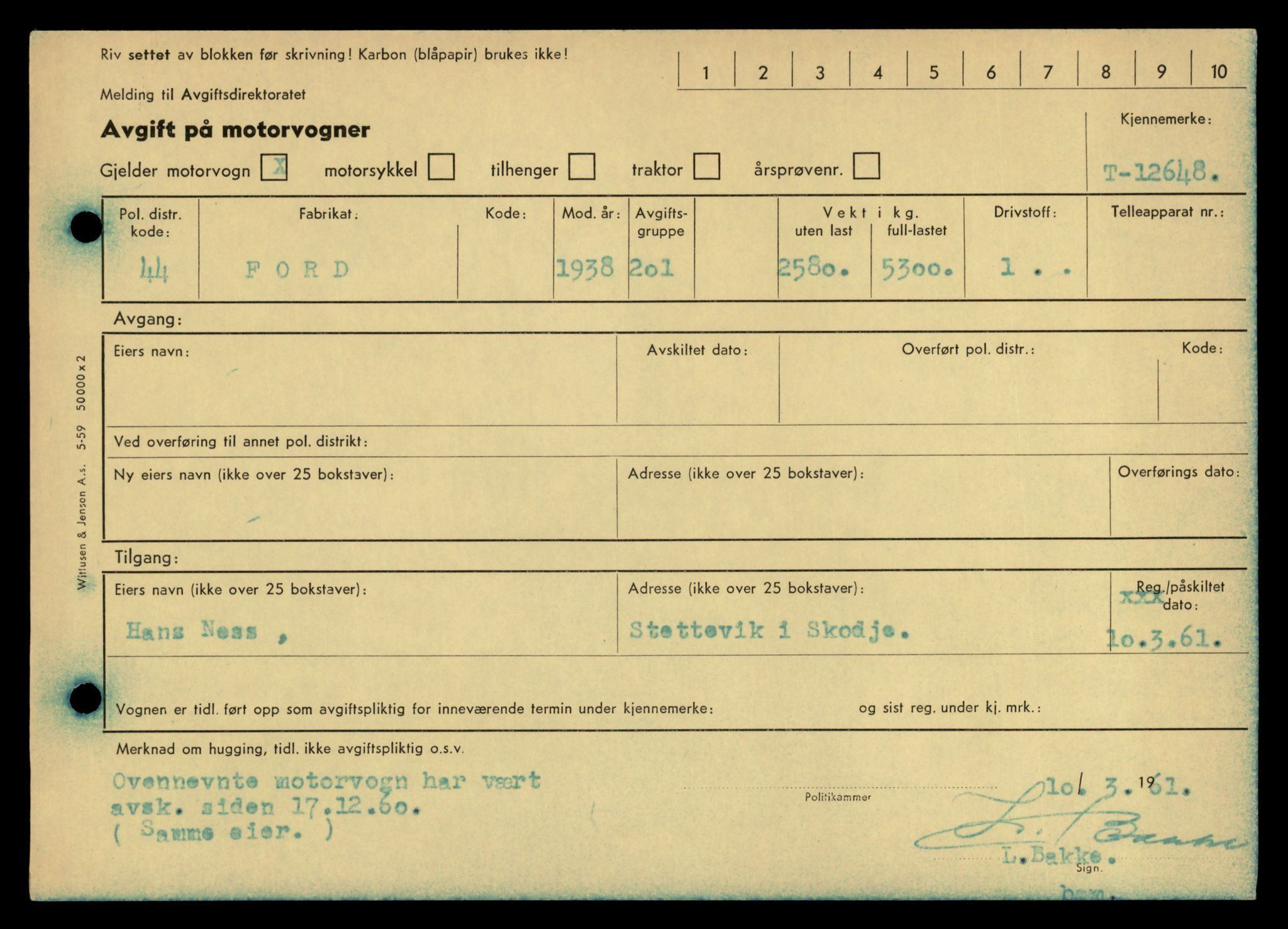 Møre og Romsdal vegkontor - Ålesund trafikkstasjon, AV/SAT-A-4099/F/Fe/L0034: Registreringskort for kjøretøy T 12500 - T 12652, 1927-1998, s. 2927
