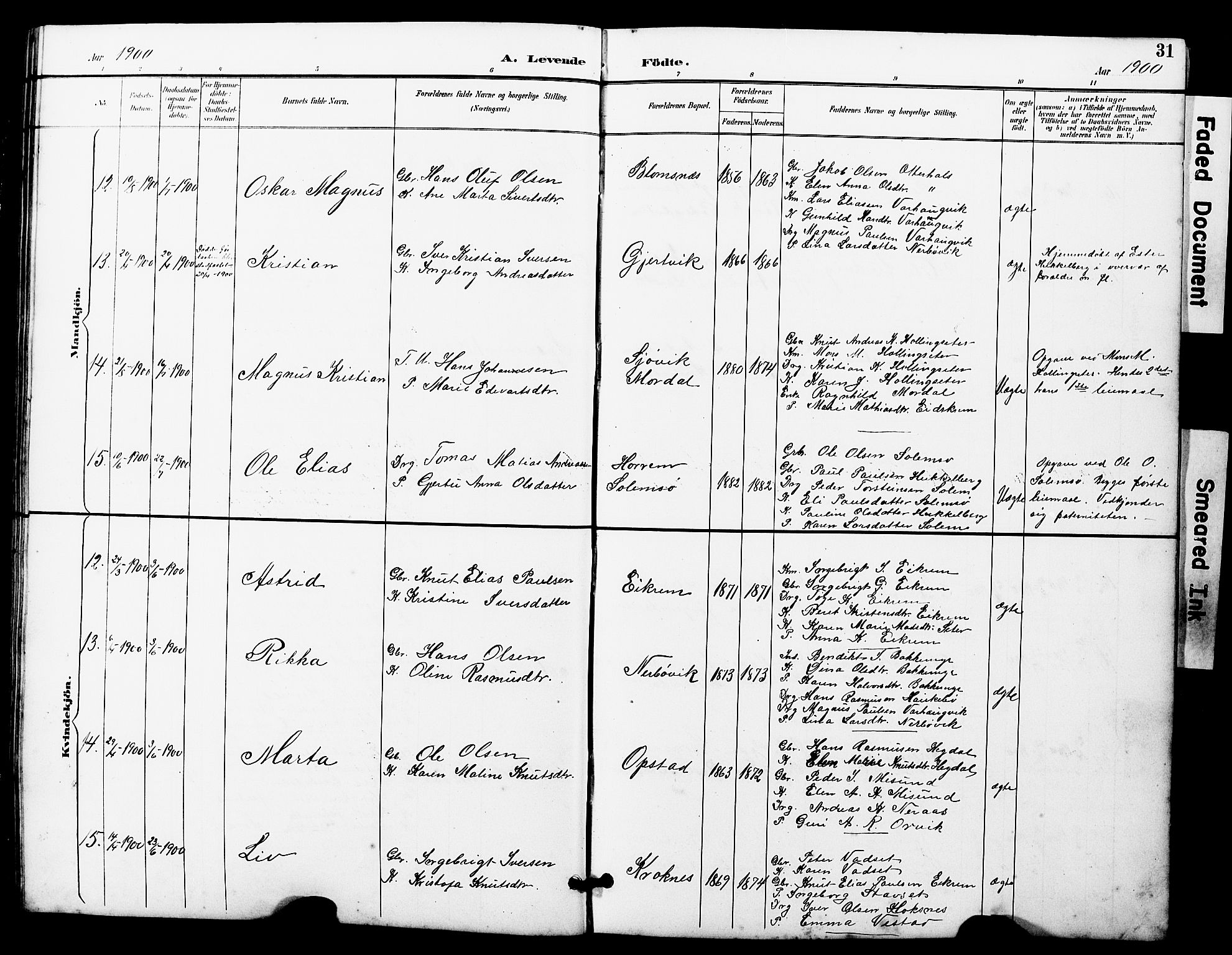 Ministerialprotokoller, klokkerbøker og fødselsregistre - Møre og Romsdal, AV/SAT-A-1454/560/L0725: Klokkerbok nr. 560C02, 1895-1930, s. 31