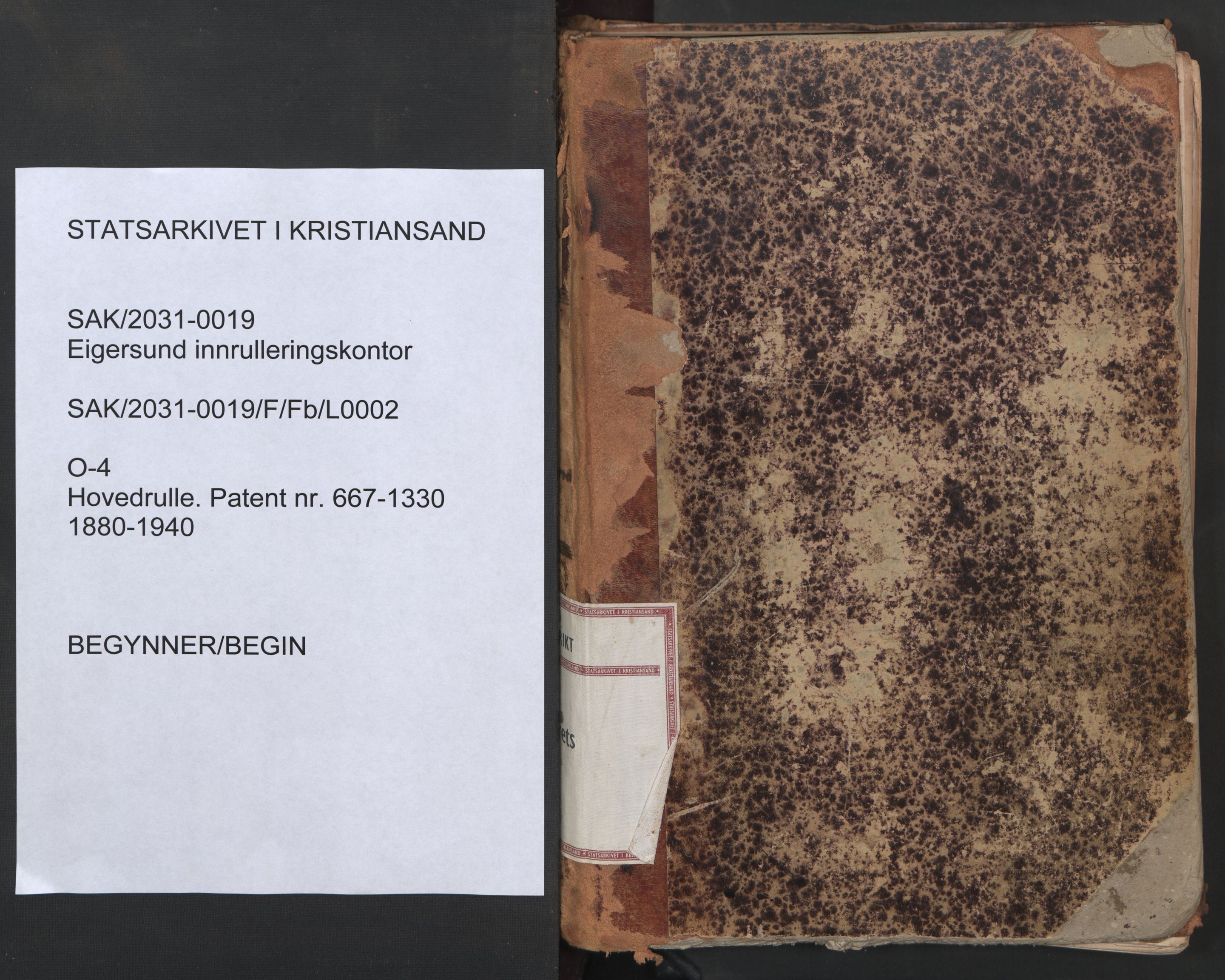 Egersund mønstringskrets, AV/SAK-2031-0019/F/Fb/L0002: Hovedrulle nr 667-1330, O-4, 1880-1940, s. 1