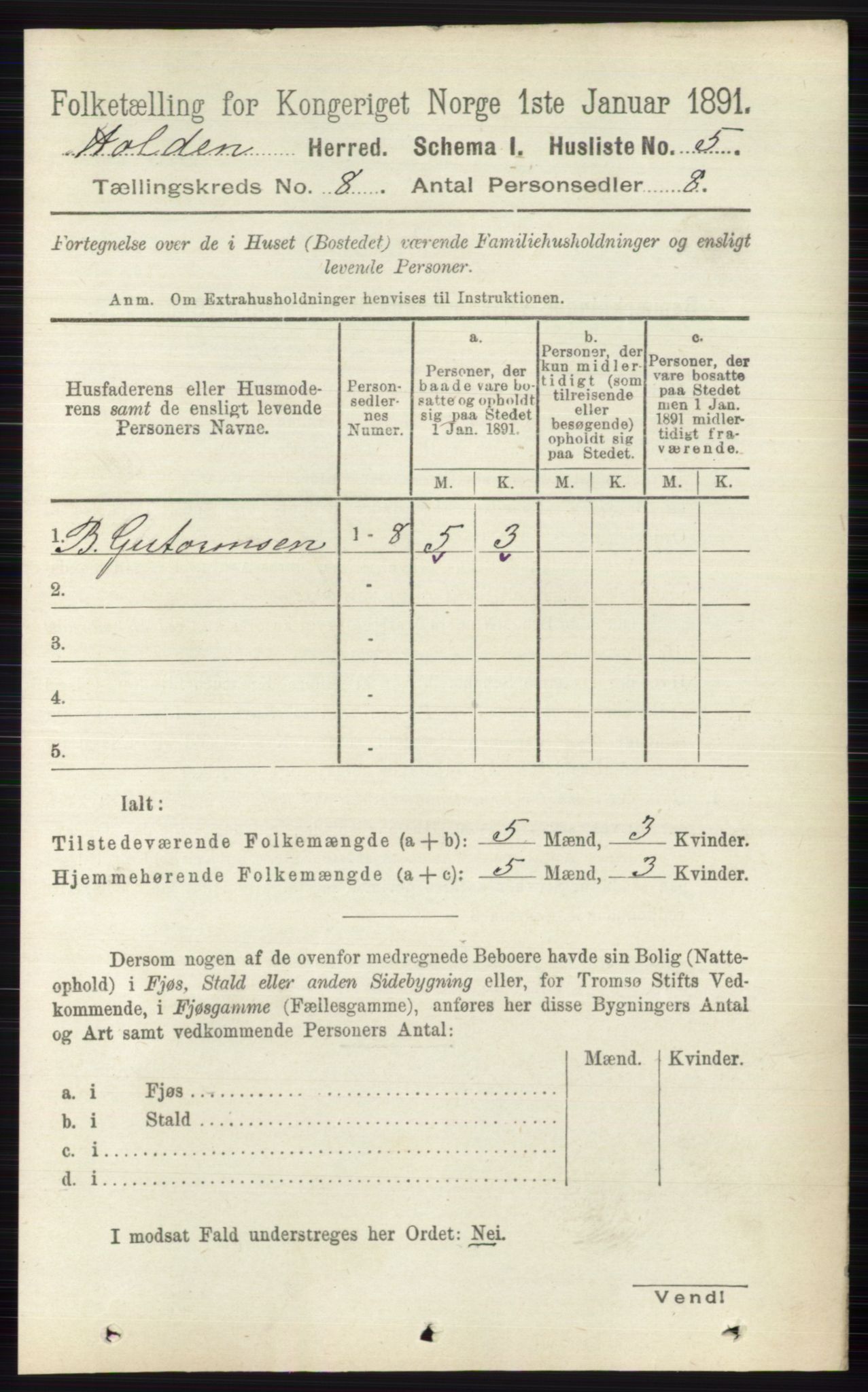 RA, Folketelling 1891 for 0819 Holla herred, 1891, s. 3613