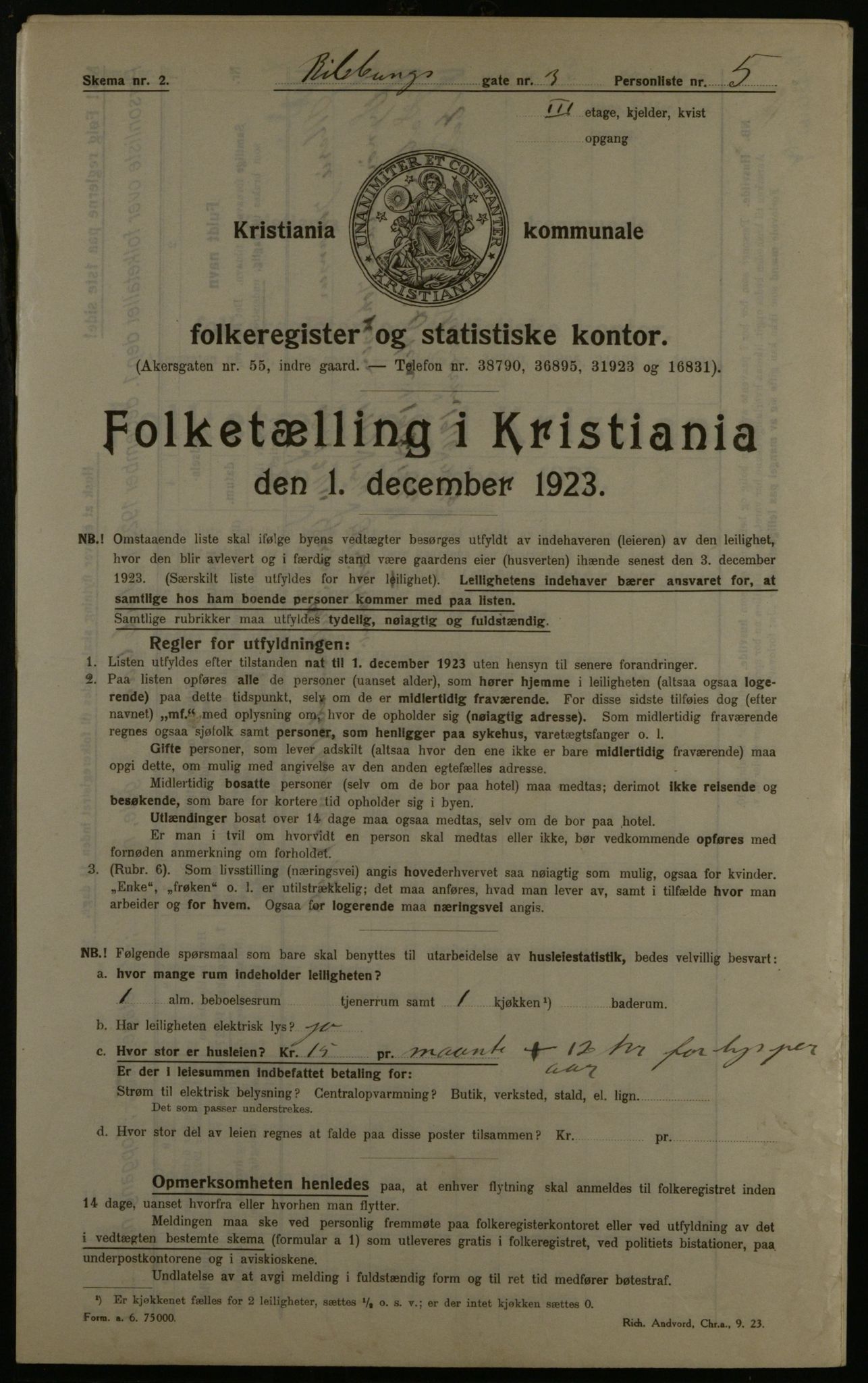 OBA, Kommunal folketelling 1.12.1923 for Kristiania, 1923, s. 91610