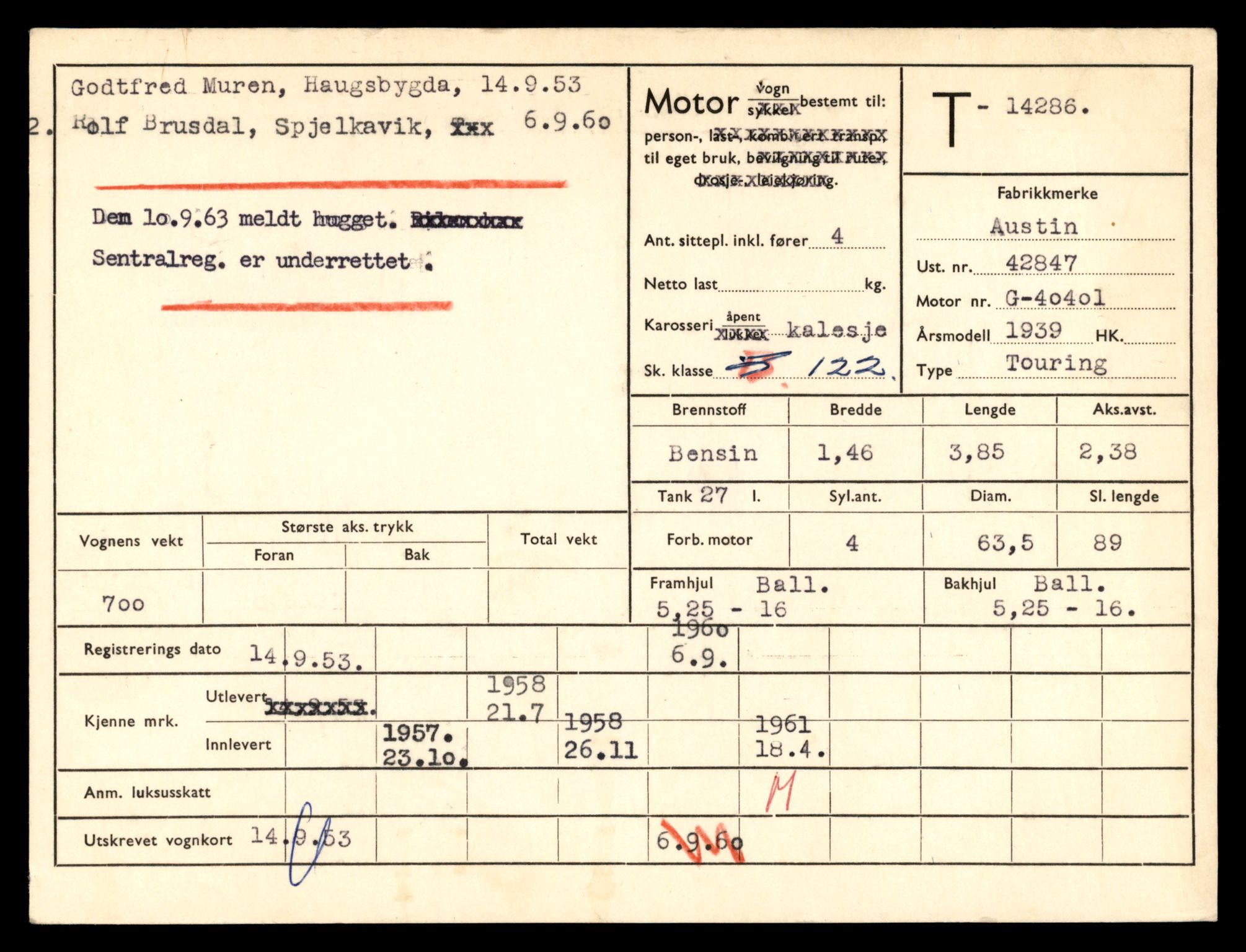 Møre og Romsdal vegkontor - Ålesund trafikkstasjon, AV/SAT-A-4099/F/Fe/L0044: Registreringskort for kjøretøy T 14205 - T 14319, 1927-1998, s. 2380