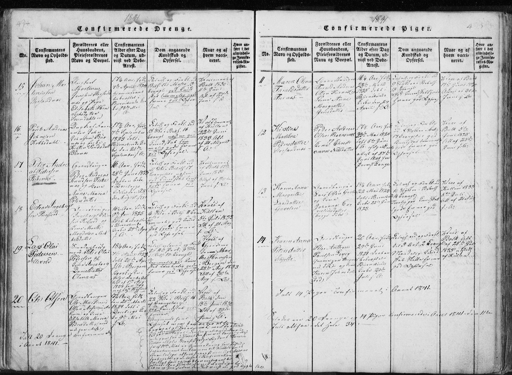 Ministerialprotokoller, klokkerbøker og fødselsregistre - Nordland, AV/SAT-A-1459/897/L1411: Klokkerbok nr. 897C01, 1820-1866, s. 494-495