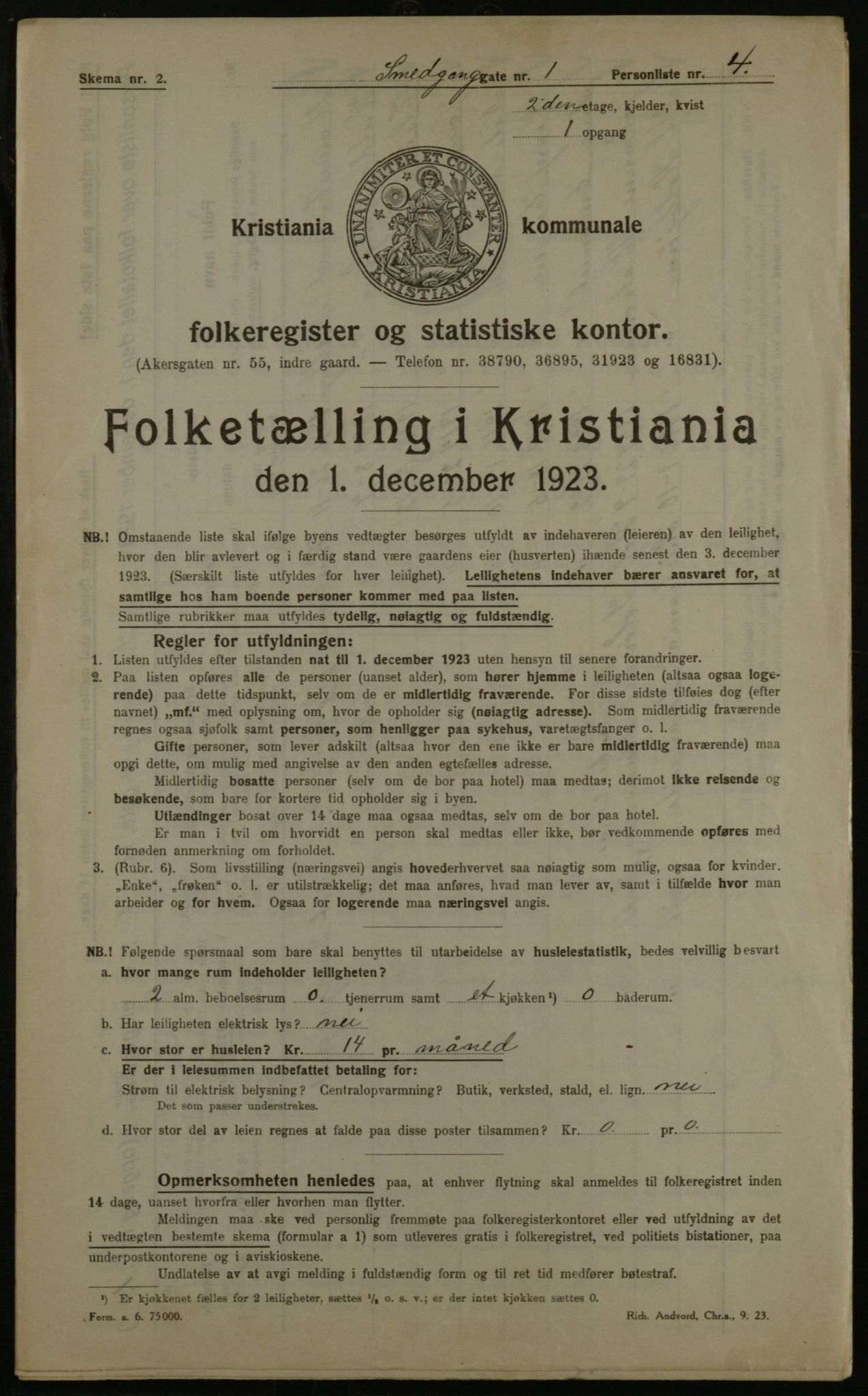 OBA, Kommunal folketelling 1.12.1923 for Kristiania, 1923, s. 107204