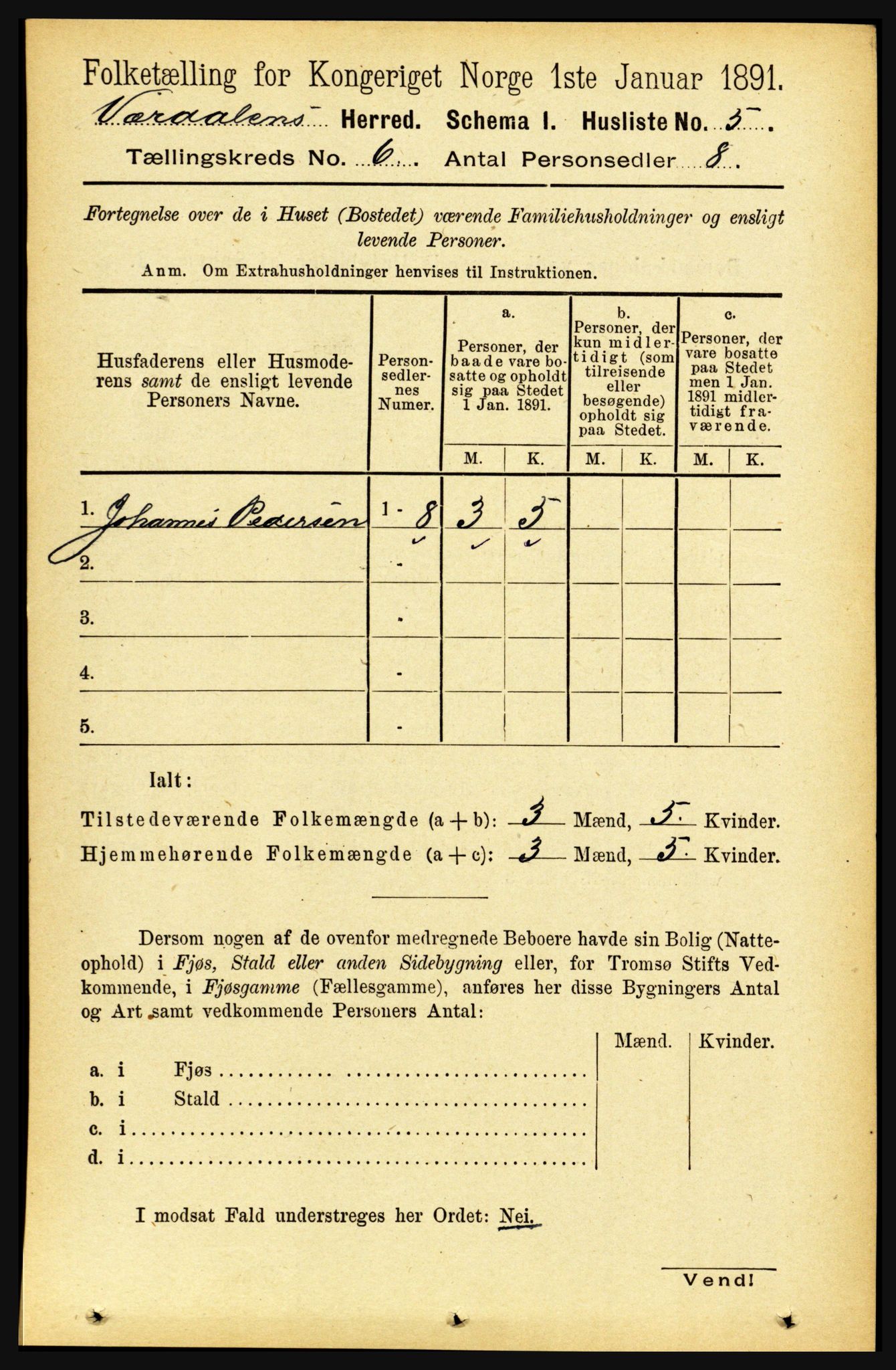 RA, Folketelling 1891 for 1721 Verdal herred, 1891, s. 3498