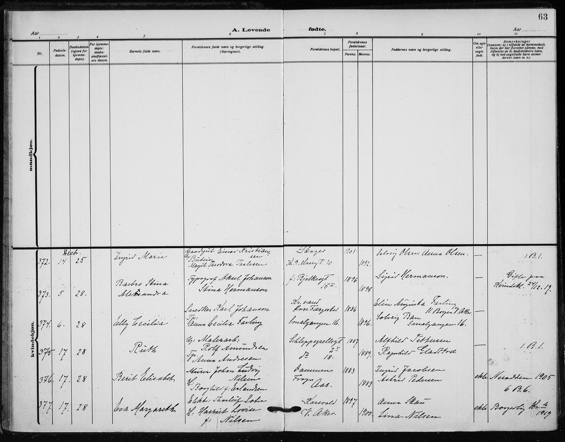 Rikshospitalet prestekontor Kirkebøker, AV/SAO-A-10309b/F/L0017: Ministerialbok nr. 17, 1919-1922, s. 63