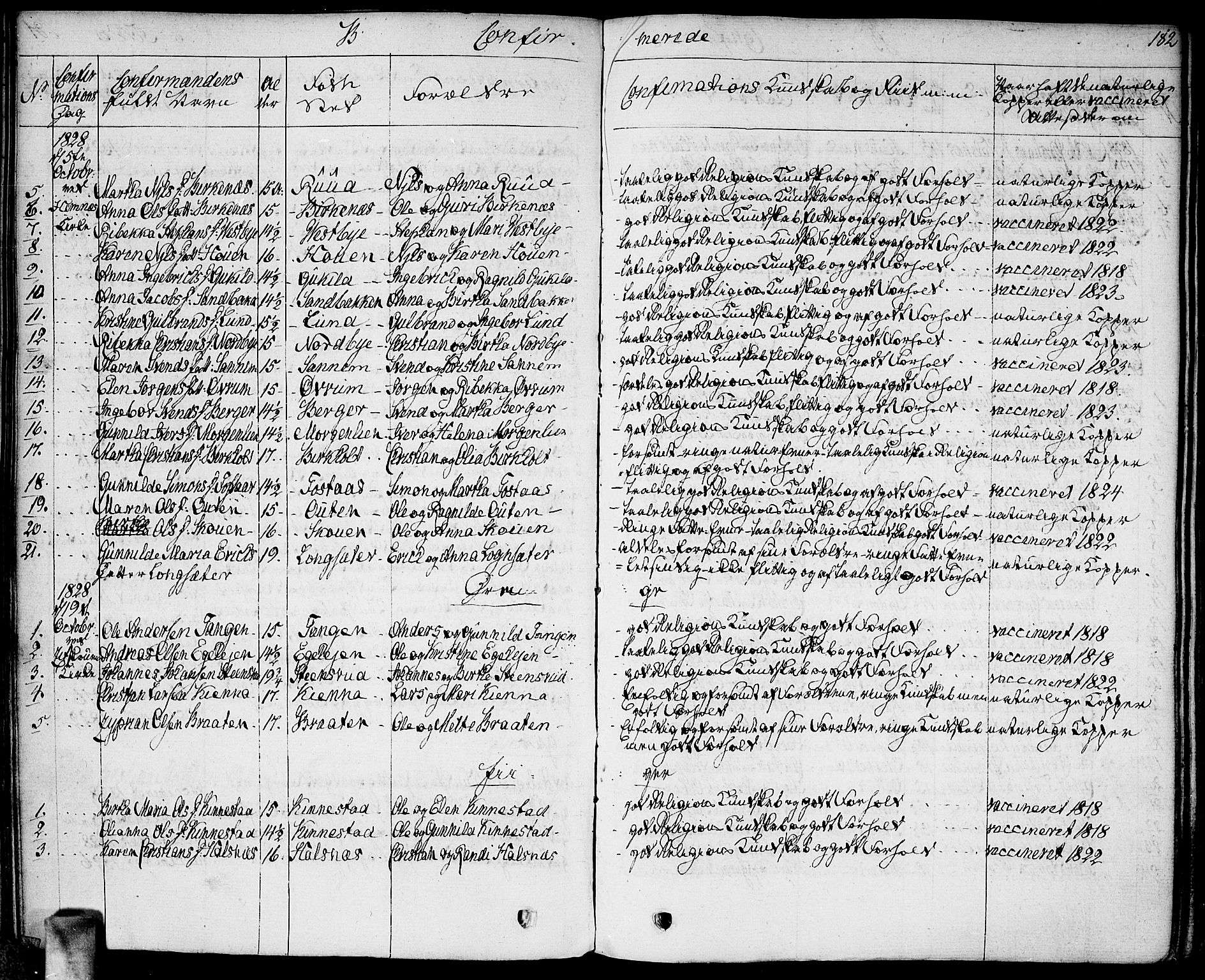 Høland prestekontor Kirkebøker, SAO/A-10346a/F/Fa/L0008: Ministerialbok nr. I 8, 1827-1845, s. 182