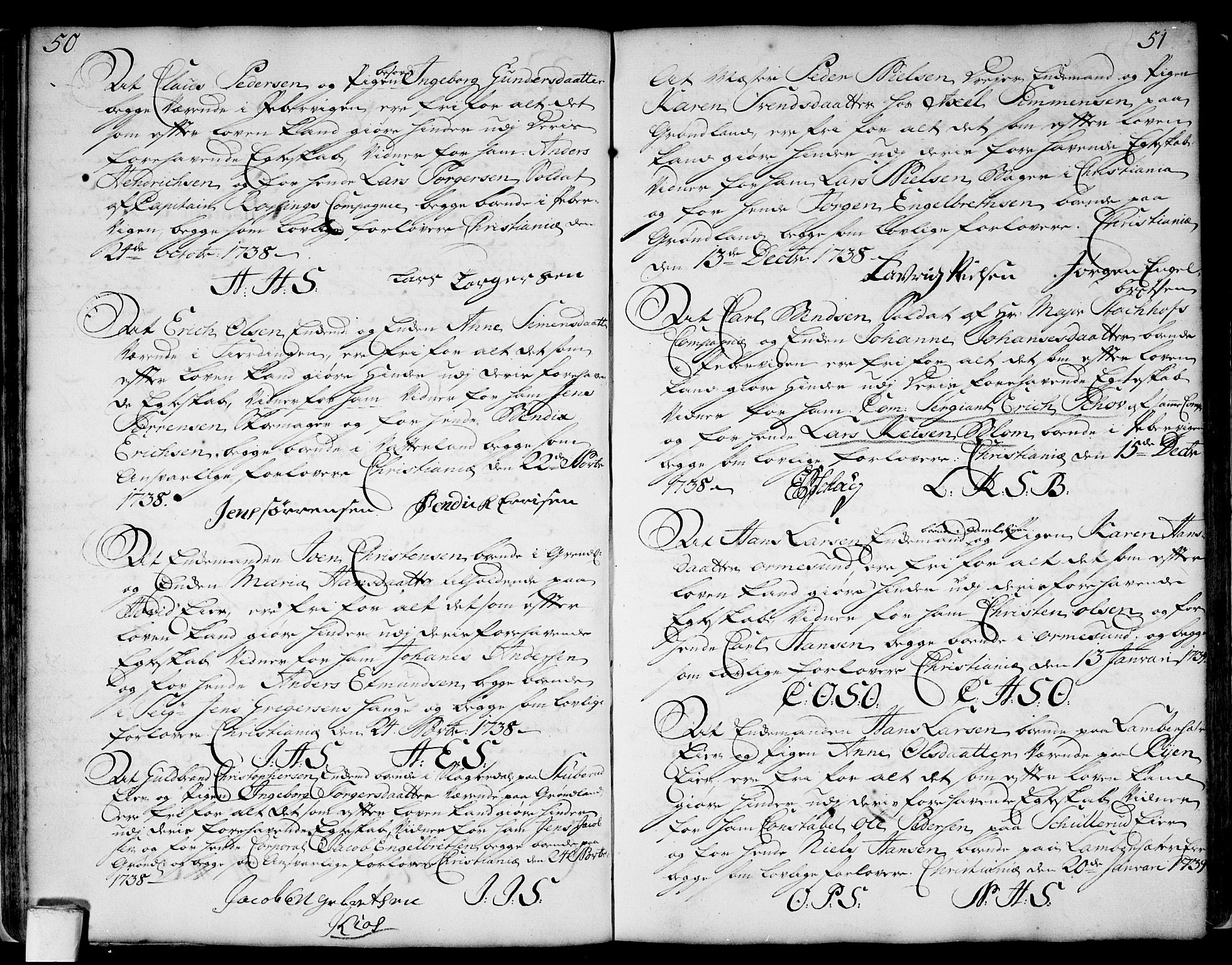 Aker prestekontor kirkebøker, SAO/A-10861/L/L0002: Forlovererklæringer nr. 2, 1734-1773, s. 50-51