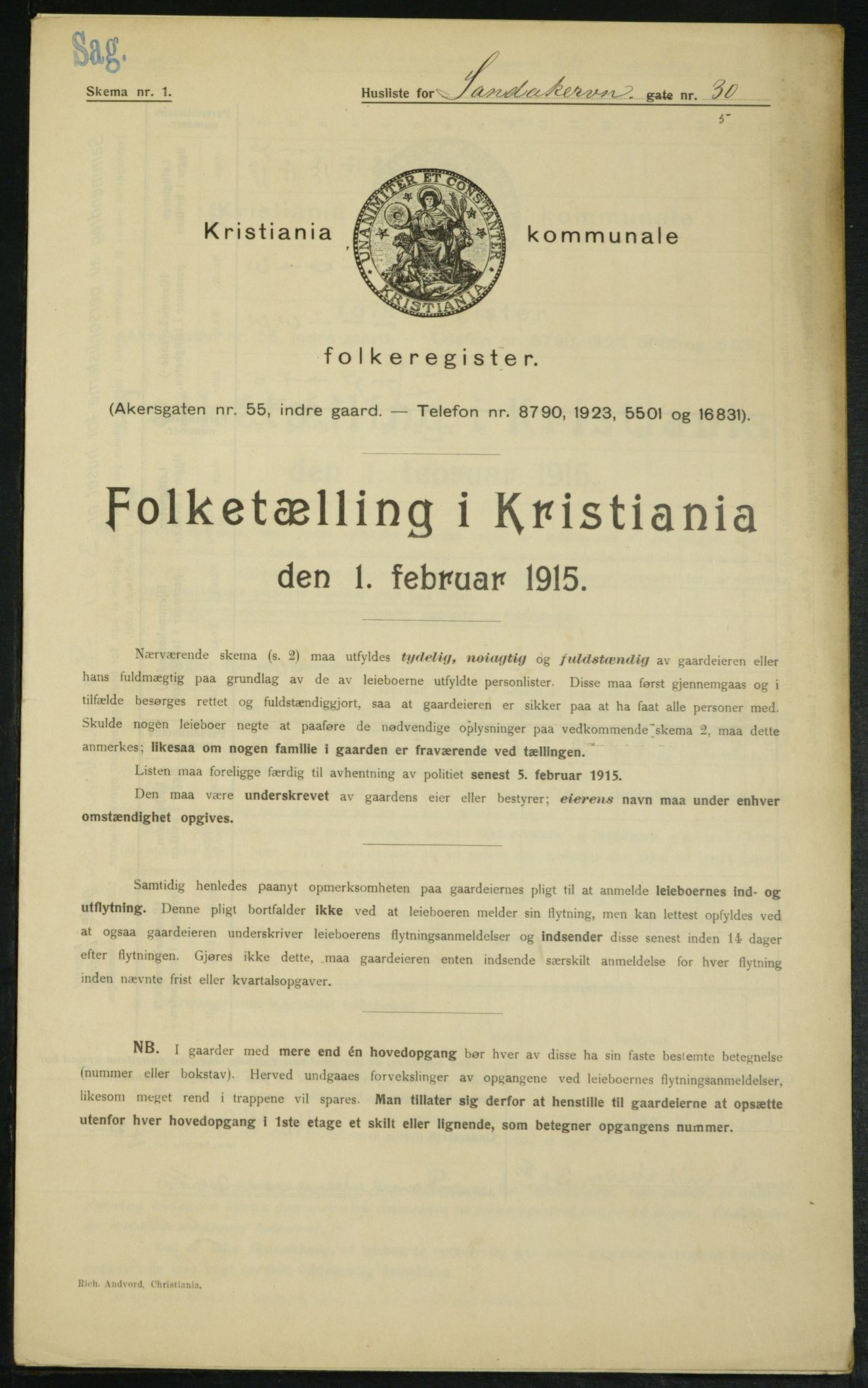 OBA, Kommunal folketelling 1.2.1915 for Kristiania, 1915, s. 86656