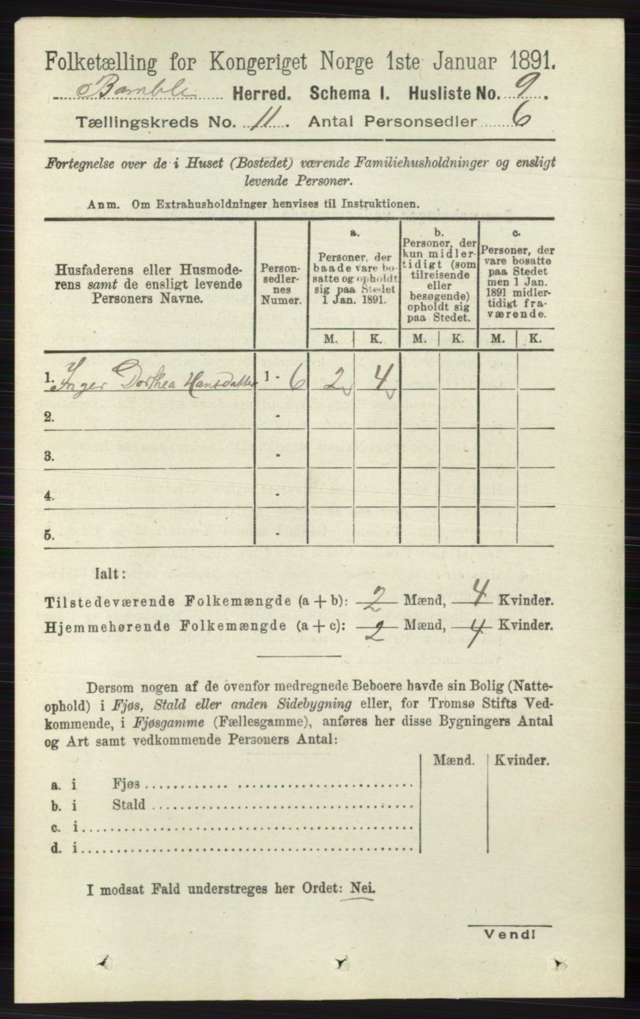 RA, Folketelling 1891 for 0814 Bamble herred, 1891, s. 6226