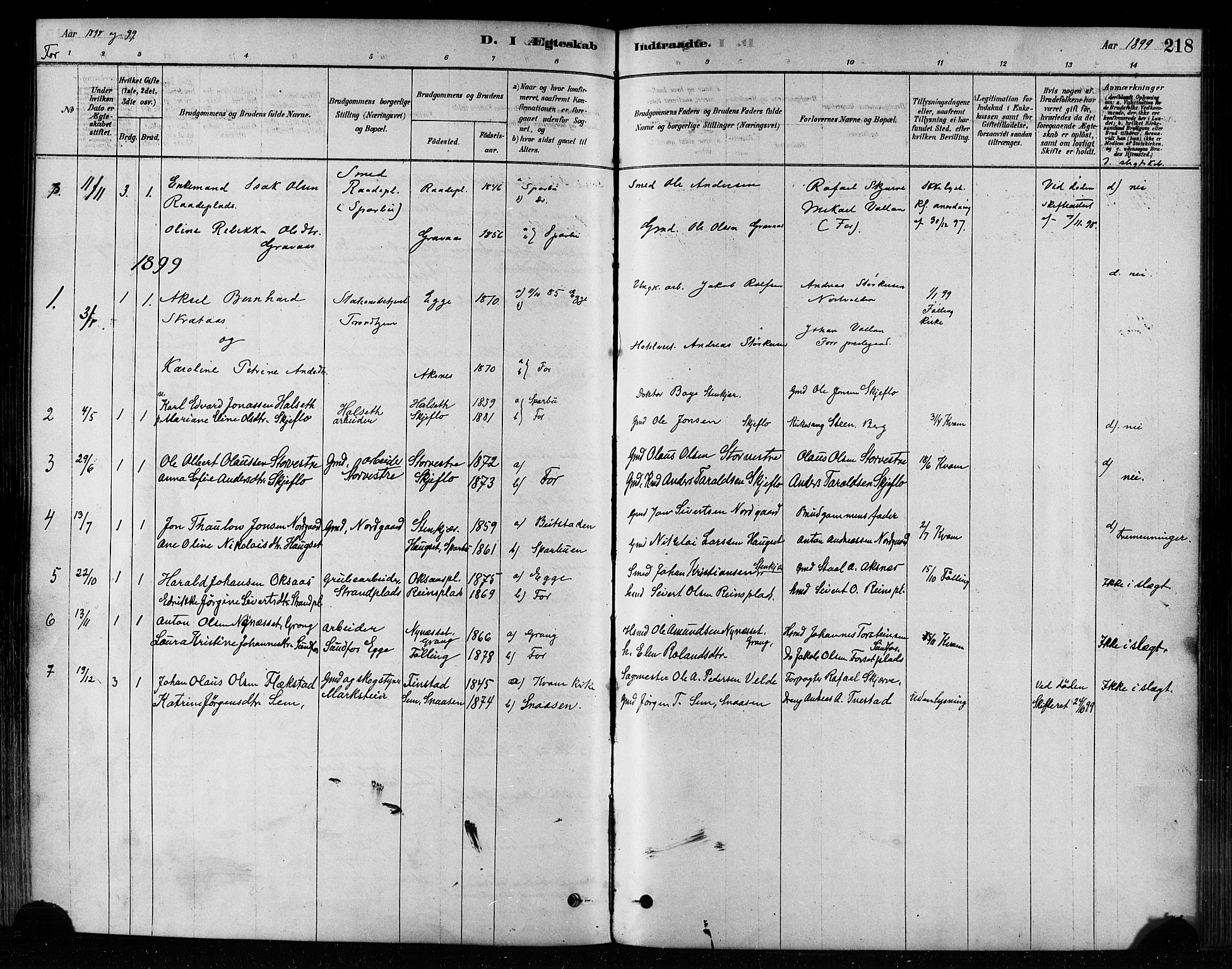 Ministerialprotokoller, klokkerbøker og fødselsregistre - Nord-Trøndelag, AV/SAT-A-1458/746/L0448: Ministerialbok nr. 746A07 /1, 1878-1900, s. 218