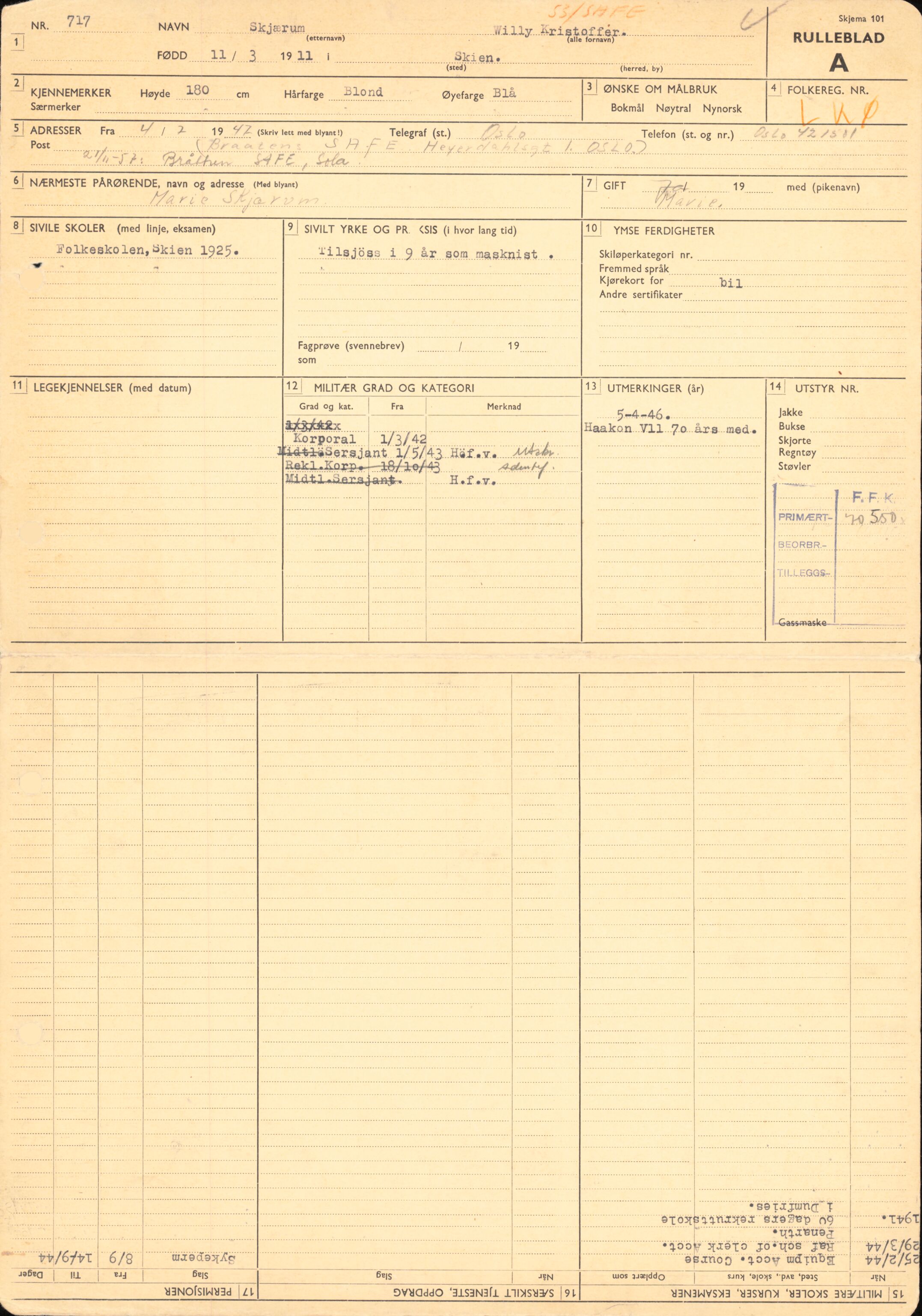 Forsvaret, Forsvarets overkommando/Luftforsvarsstaben, AV/RA-RAFA-4079/P/Pa/L0028: Personellpapirer, 1911, s. 139