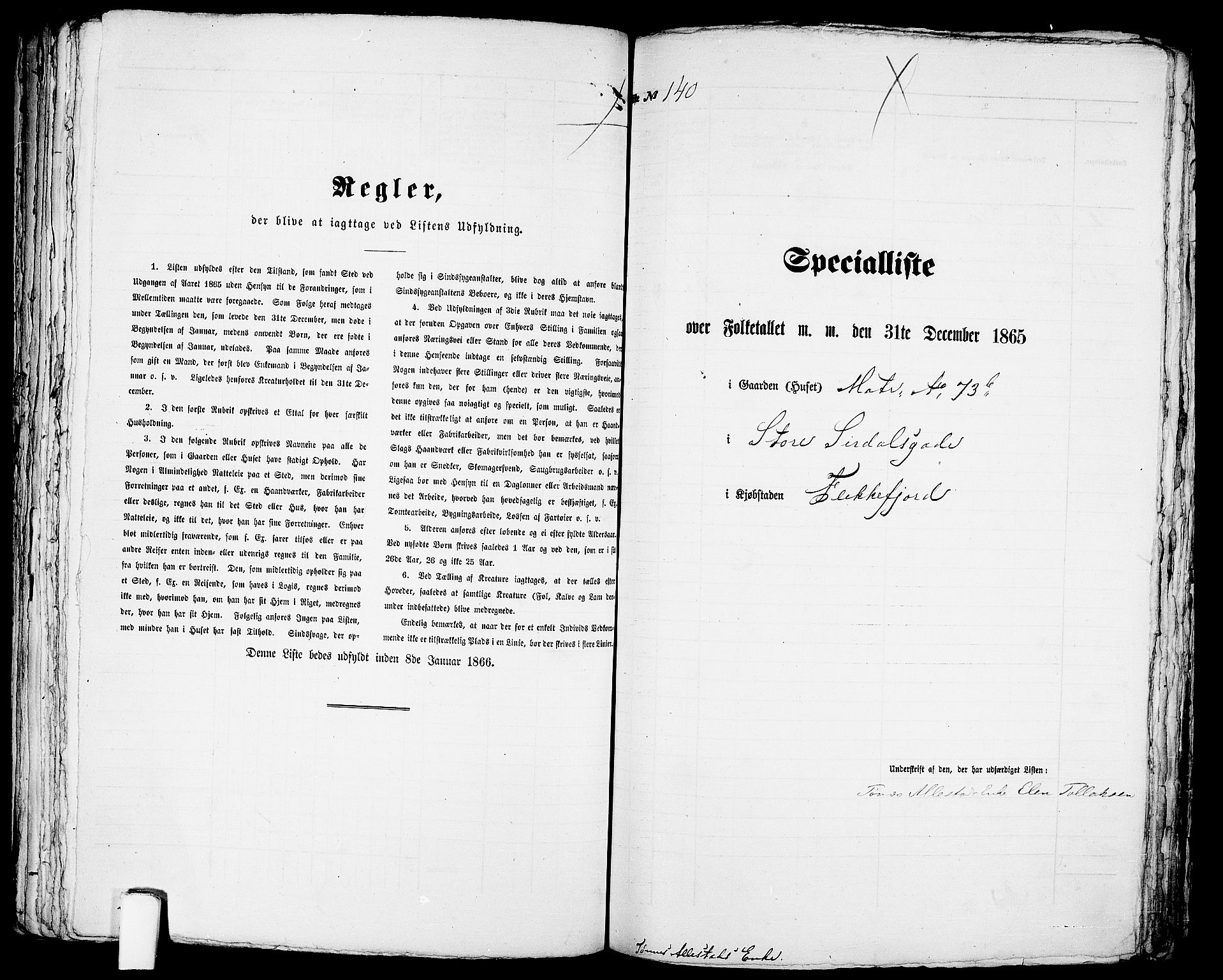 RA, Folketelling 1865 for 1004B Flekkefjord prestegjeld, Flekkefjord kjøpstad, 1865, s. 290