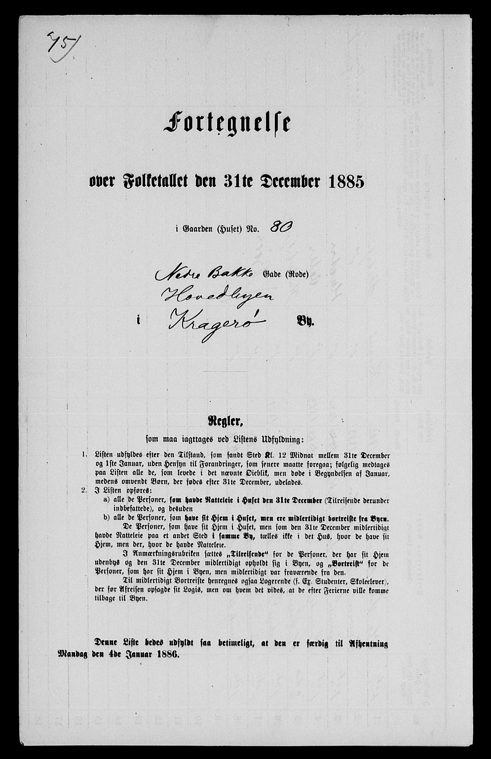 SAKO, Folketelling 1885 for 0801 Kragerø kjøpstad, 1885, s. 1181