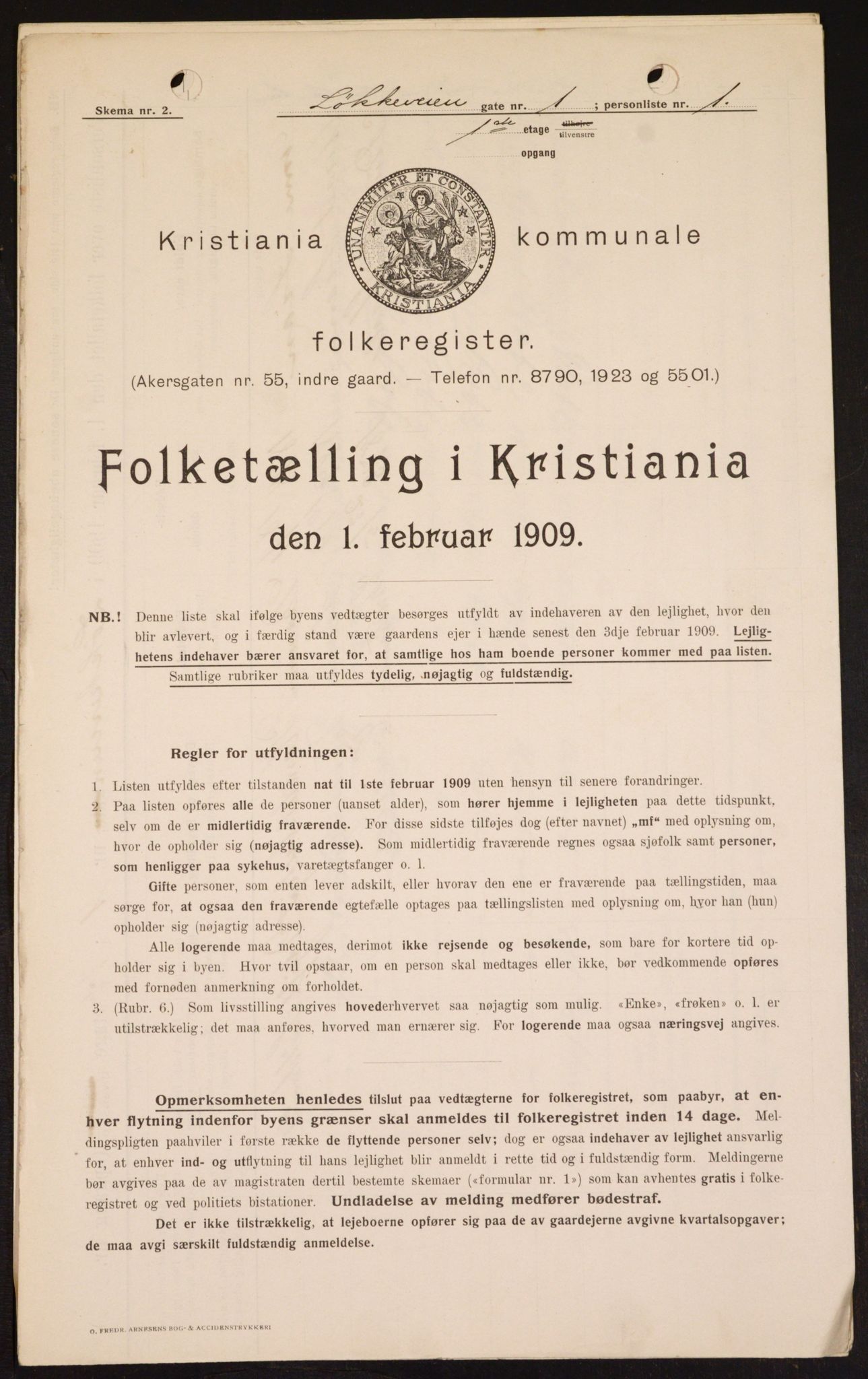 OBA, Kommunal folketelling 1.2.1909 for Kristiania kjøpstad, 1909, s. 53299