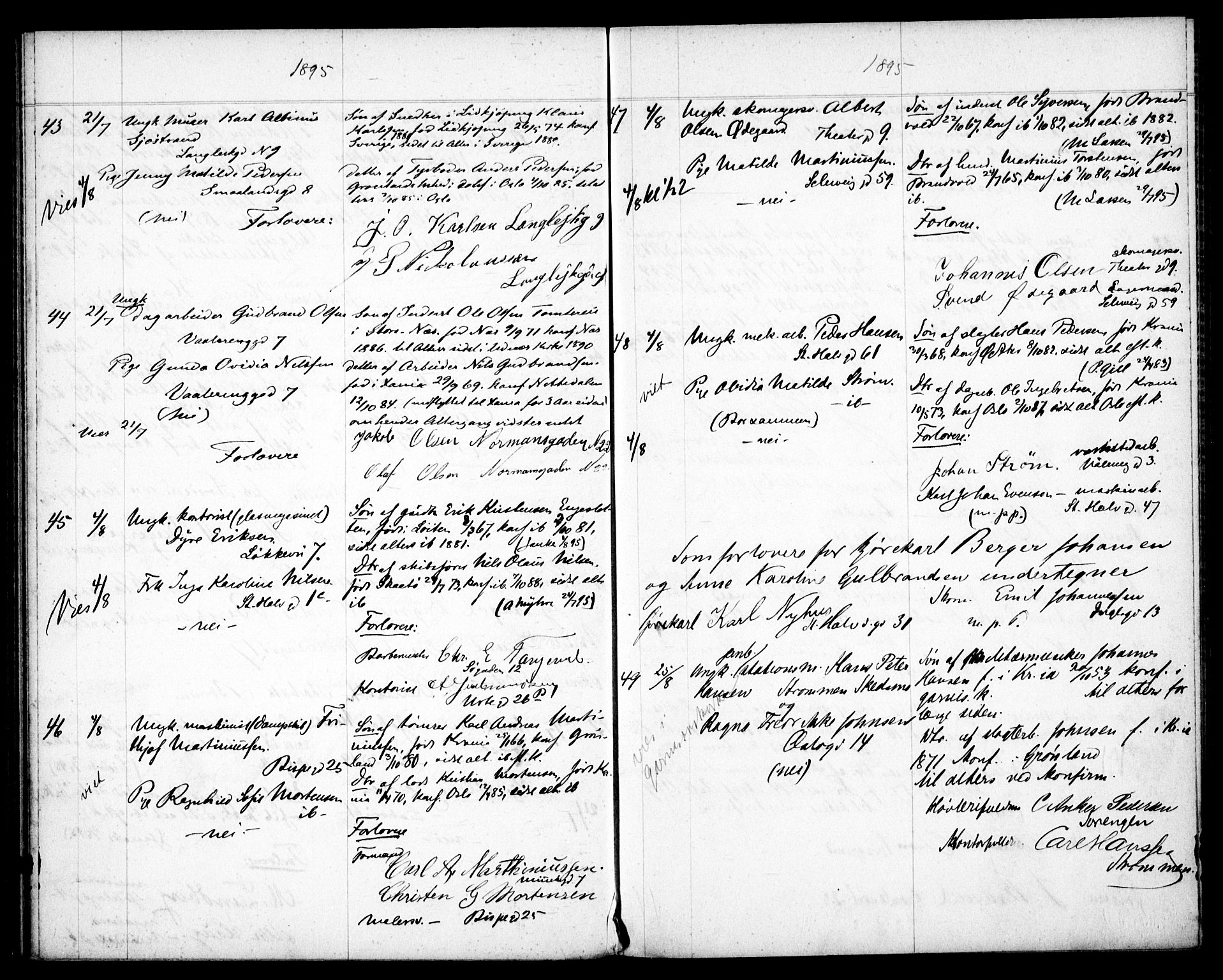 Gamlebyen prestekontor Kirkebøker, AV/SAO-A-10884/H/Ha/L0001: Lysningsprotokoll nr. 1, 1891-1898