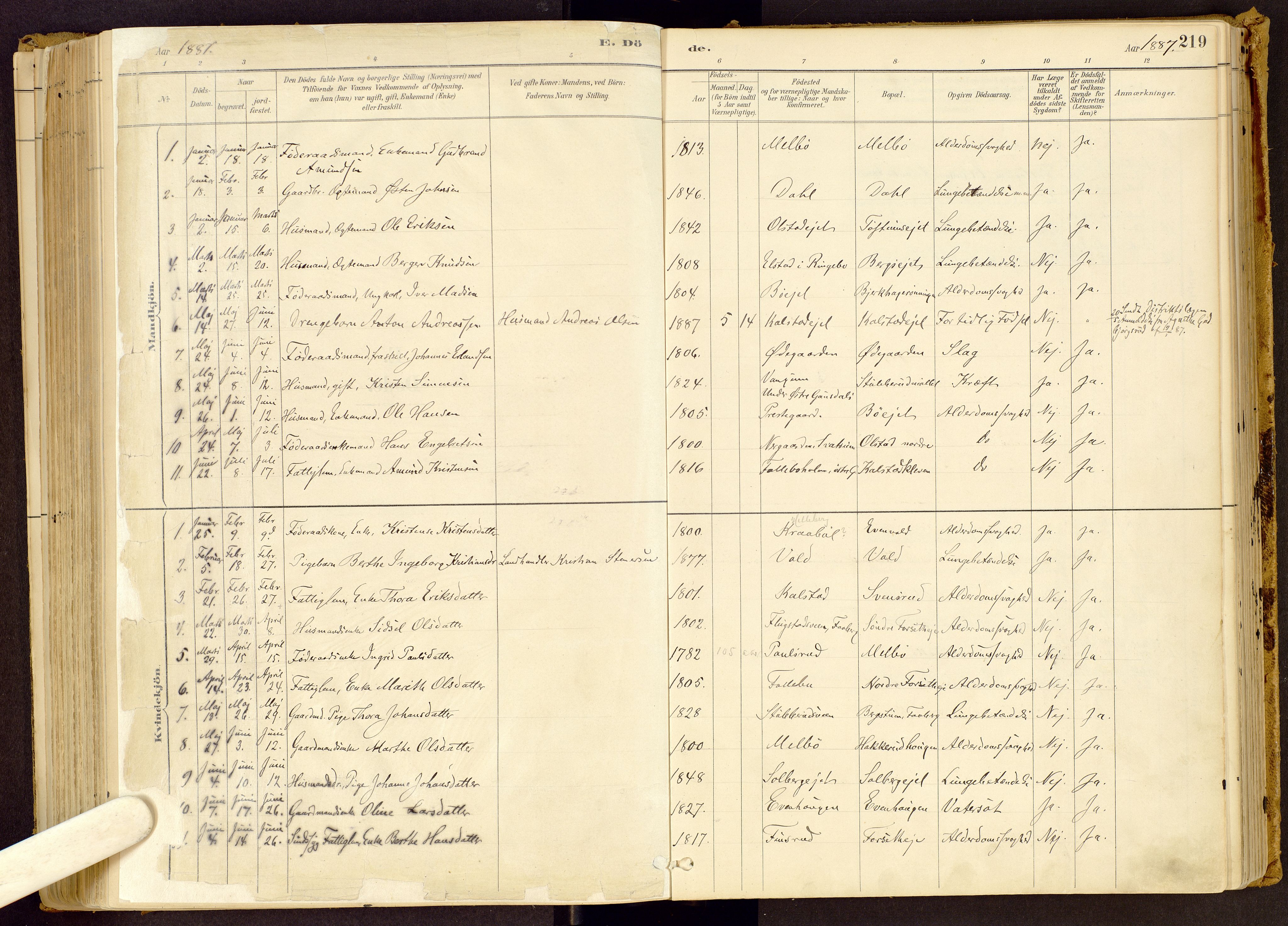 Vestre Gausdal prestekontor, SAH/PREST-094/H/Ha/Haa/L0001: Ministerialbok nr. 1, 1887-1914, s. 219