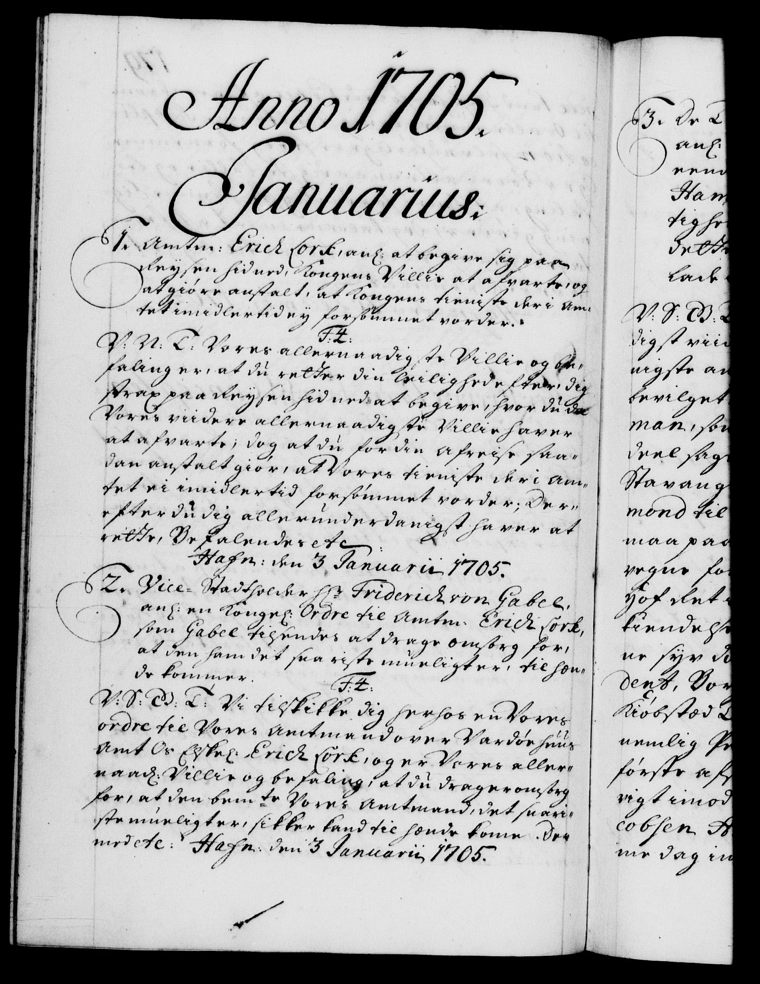 Danske Kanselli 1572-1799, RA/EA-3023/F/Fc/Fca/Fcab/L0017: Norske tegnelser, 1704-1706, s. 179b