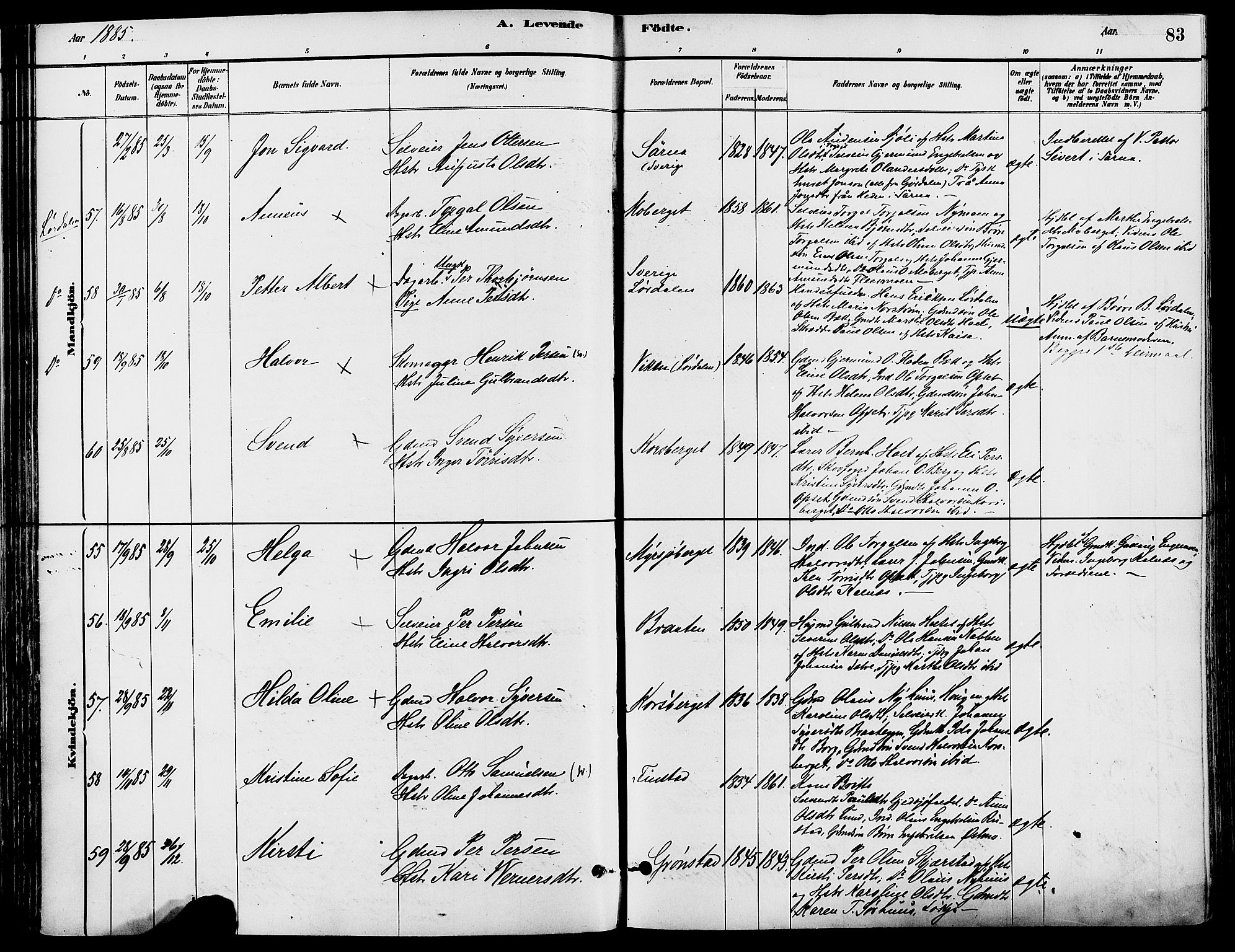Trysil prestekontor, AV/SAH-PREST-046/H/Ha/Haa/L0008: Ministerialbok nr. 8, 1881-1897, s. 83