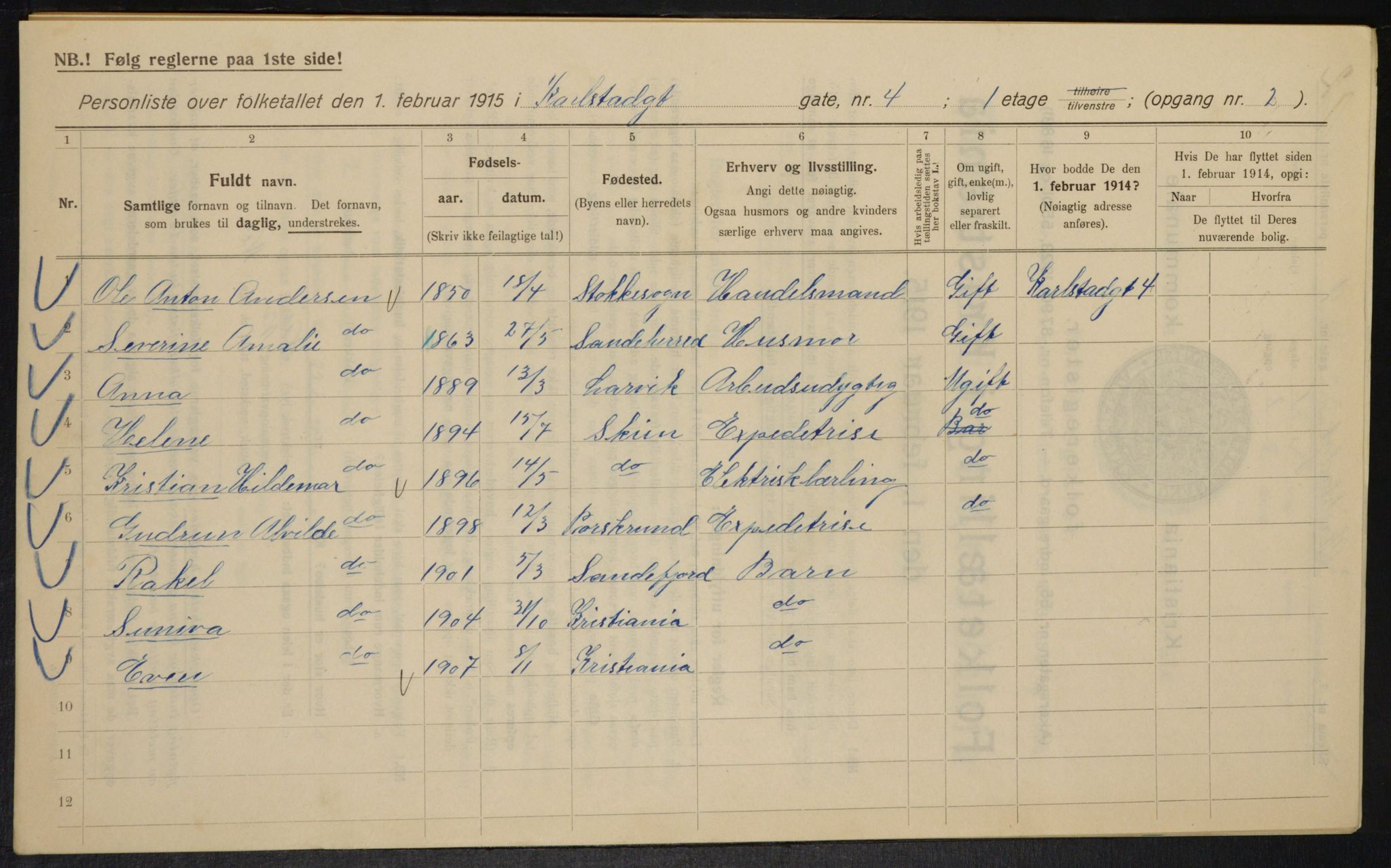 OBA, Kommunal folketelling 1.2.1915 for Kristiania, 1915, s. 48466