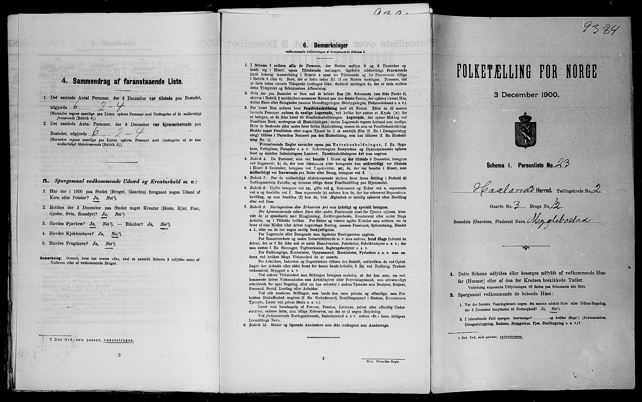 SAST, Folketelling 1900 for 1124 Haaland herred, 1900, s. 415