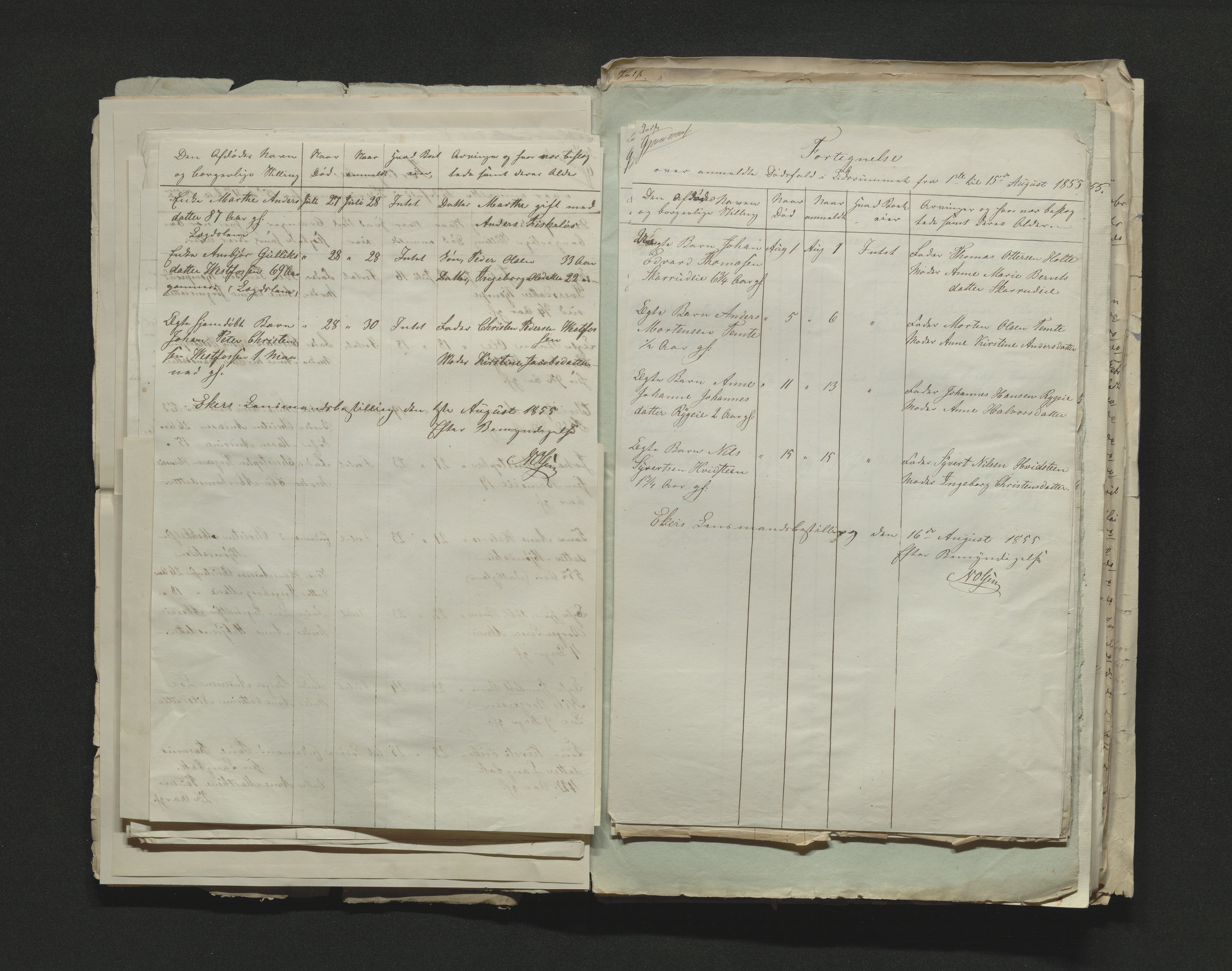 Eiker, Modum og Sigdal sorenskriveri, AV/SAKO-A-123/H/Ha/Hab/L0009: Dødsfallsmeldinger, 1854-1857, s. 160