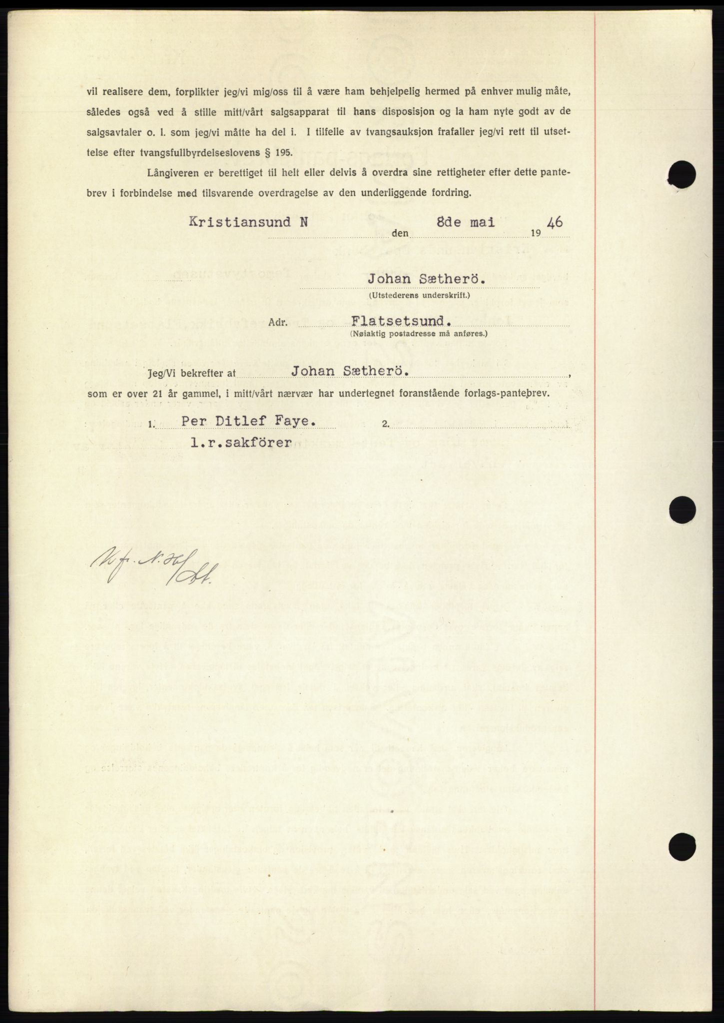 Nordmøre sorenskriveri, AV/SAT-A-4132/1/2/2Ca: Pantebok nr. B94, 1946-1946, Dagboknr: 1685/1946