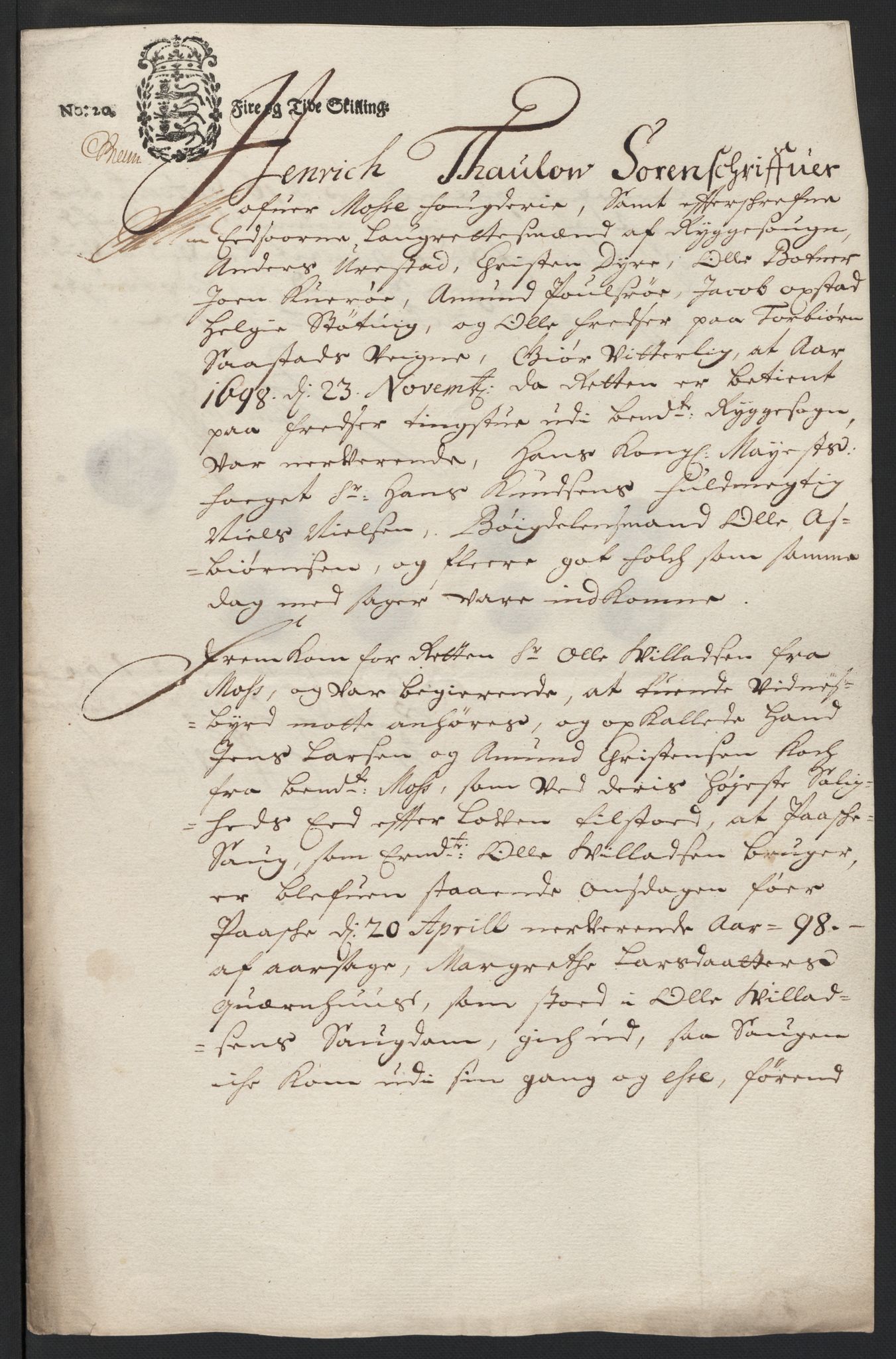 Rentekammeret inntil 1814, Reviderte regnskaper, Fogderegnskap, RA/EA-4092/R04/L0127: Fogderegnskap Moss, Onsøy, Tune, Veme og Åbygge, 1698, s. 61