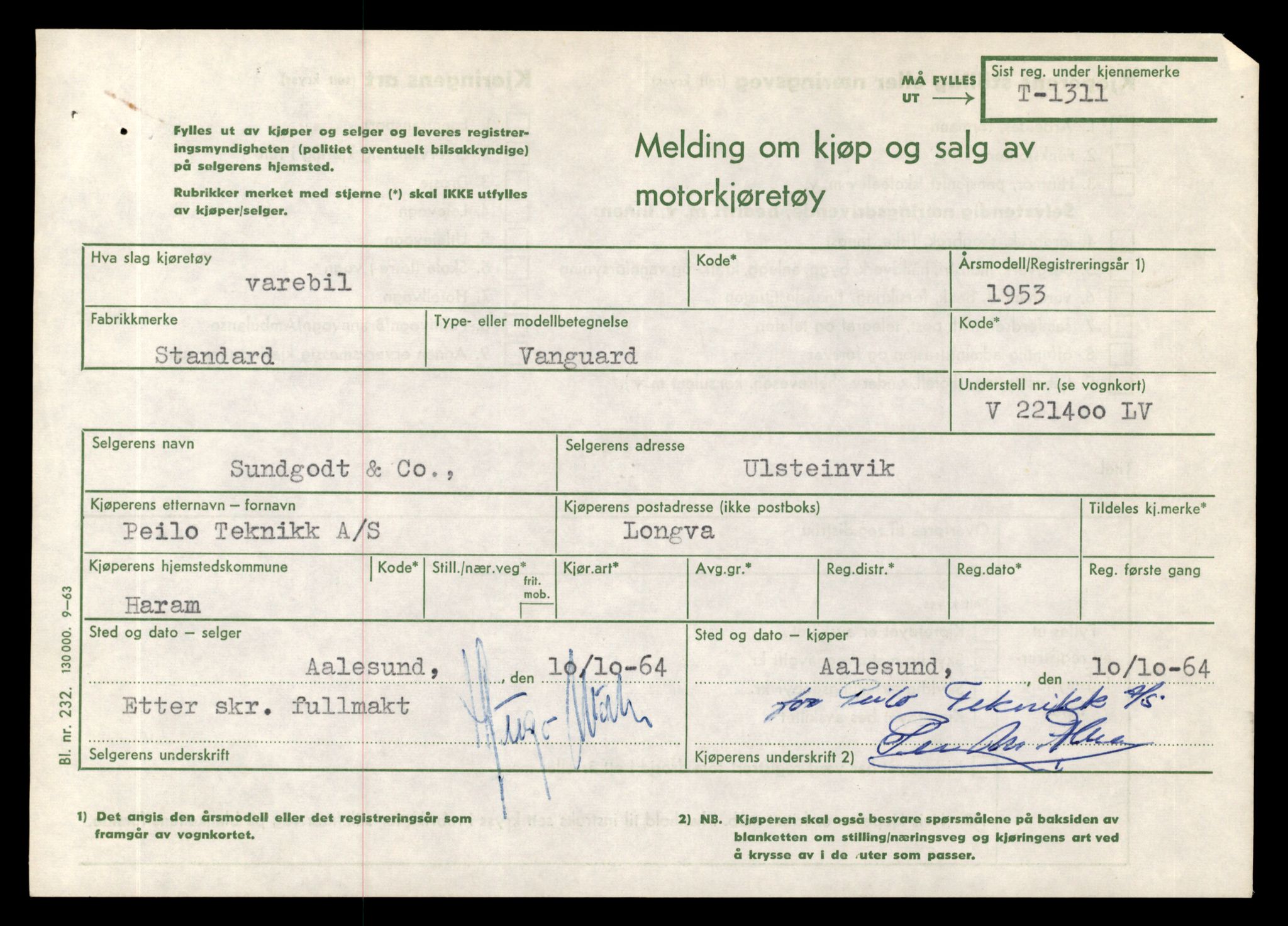 Møre og Romsdal vegkontor - Ålesund trafikkstasjon, SAT/A-4099/F/Fe/L0012: Registreringskort for kjøretøy T 1290 - T 1450, 1927-1998, s. 501