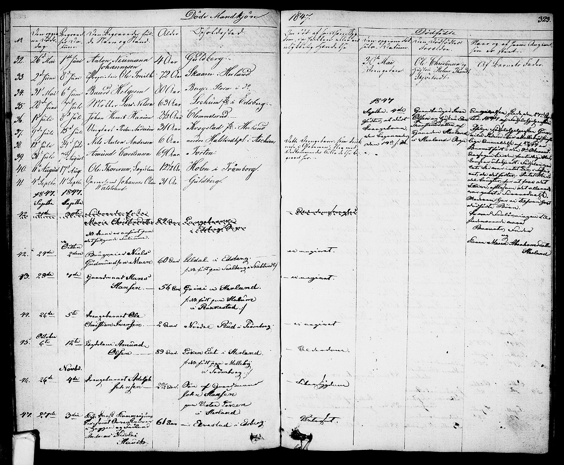 Eidsberg prestekontor Kirkebøker, AV/SAO-A-10905/F/Fa/L0008: Ministerialbok nr. I 8, 1832-1848, s. 323