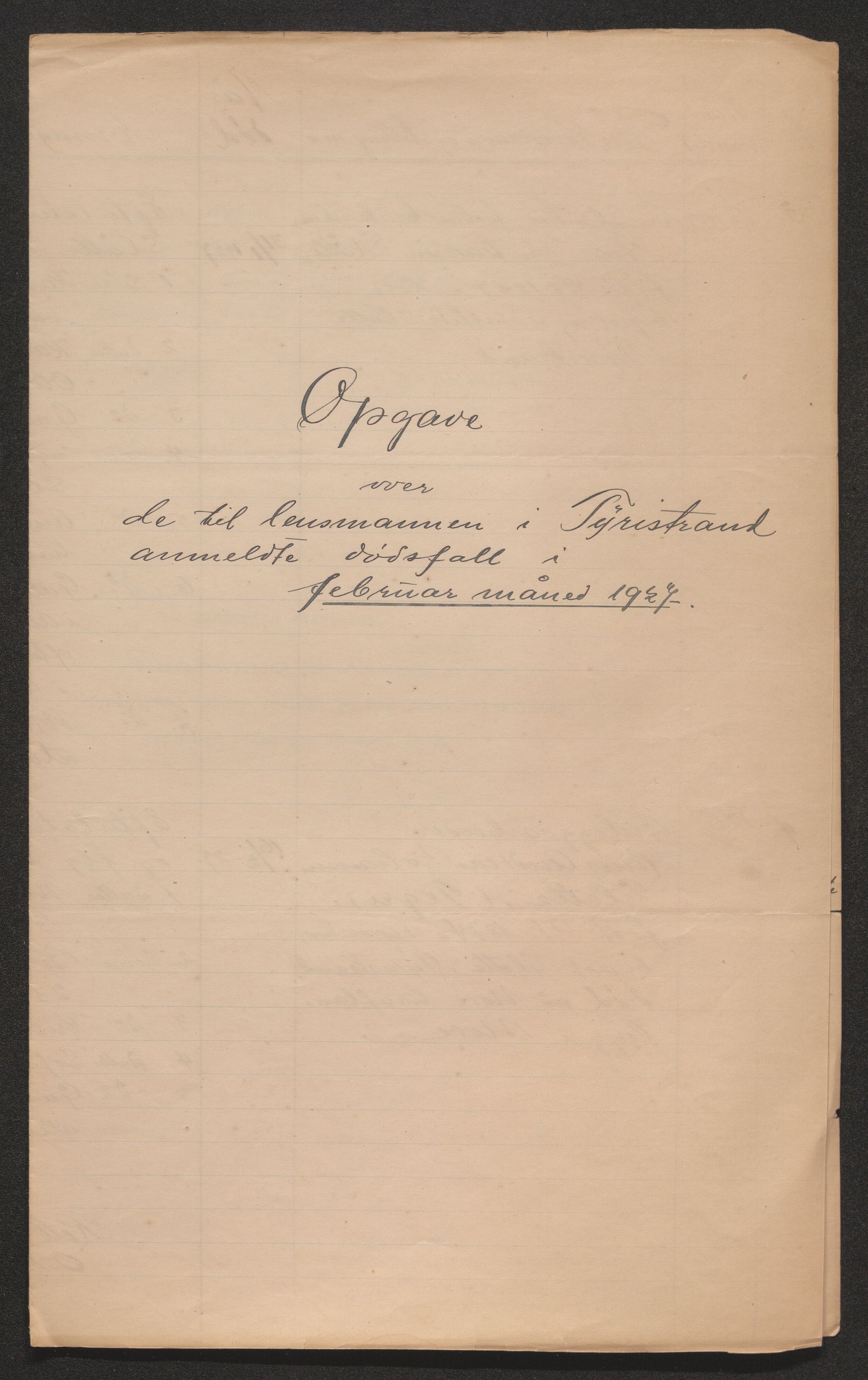 Ringerike sorenskriveri, AV/SAKO-A-105/H/Ha/Hab/L0023: Dødsfallslister Tyristrand, 1920-1931