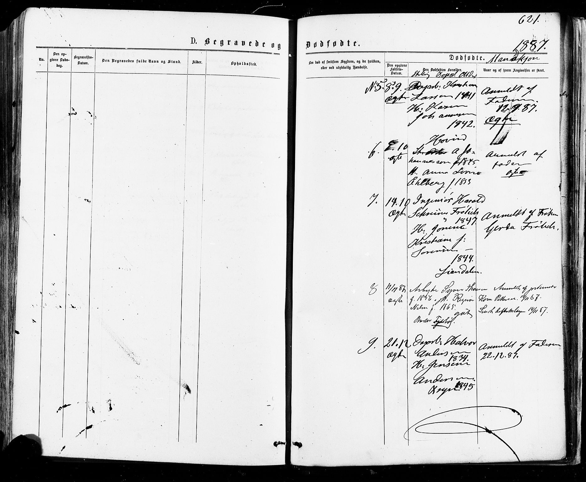 Østre Aker prestekontor Kirkebøker, AV/SAO-A-10840/F/Fa/L0004: Ministerialbok nr. I 4, 1876-1889, s. 621