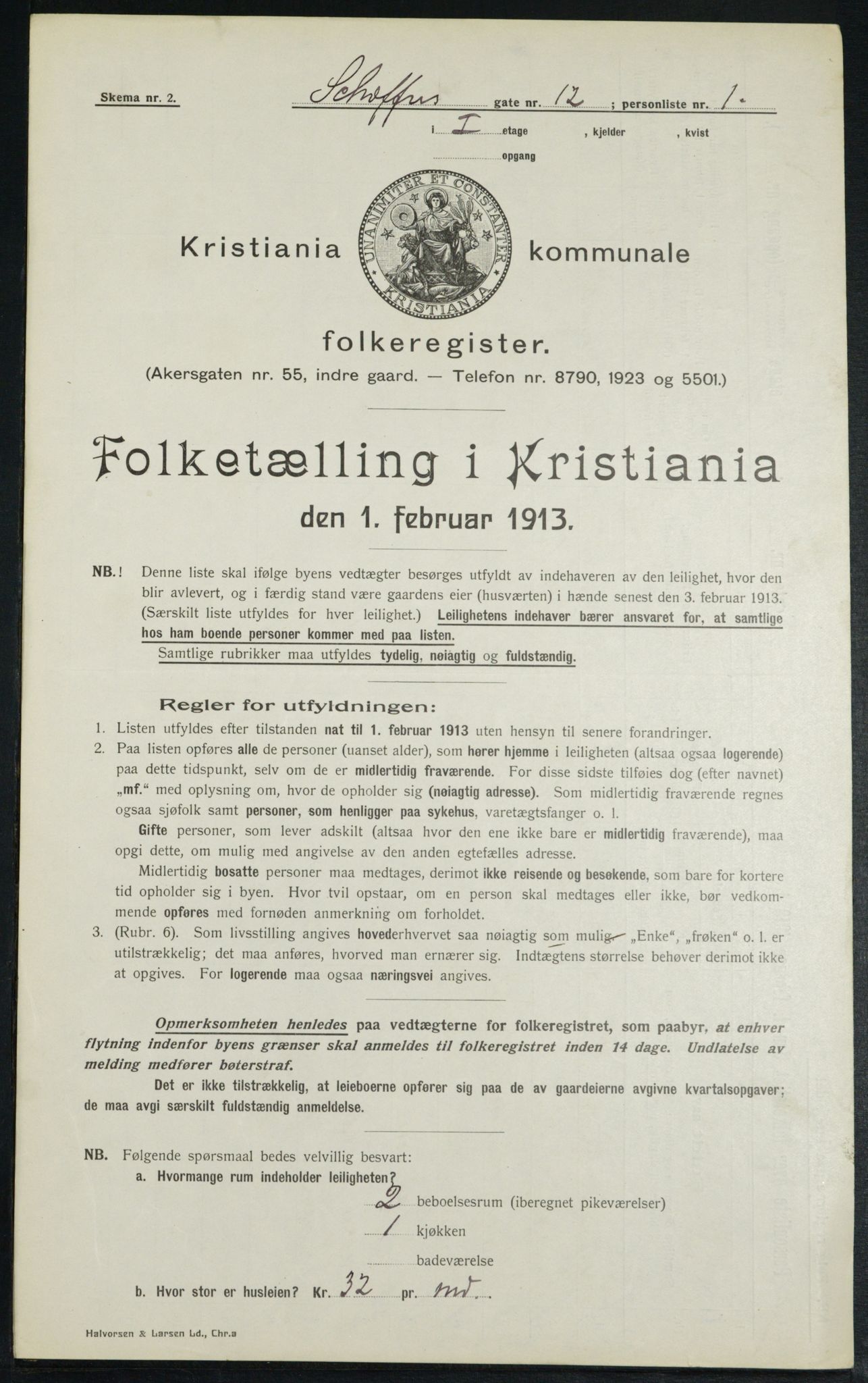 OBA, Kommunal folketelling 1.2.1913 for Kristiania, 1913, s. 93289